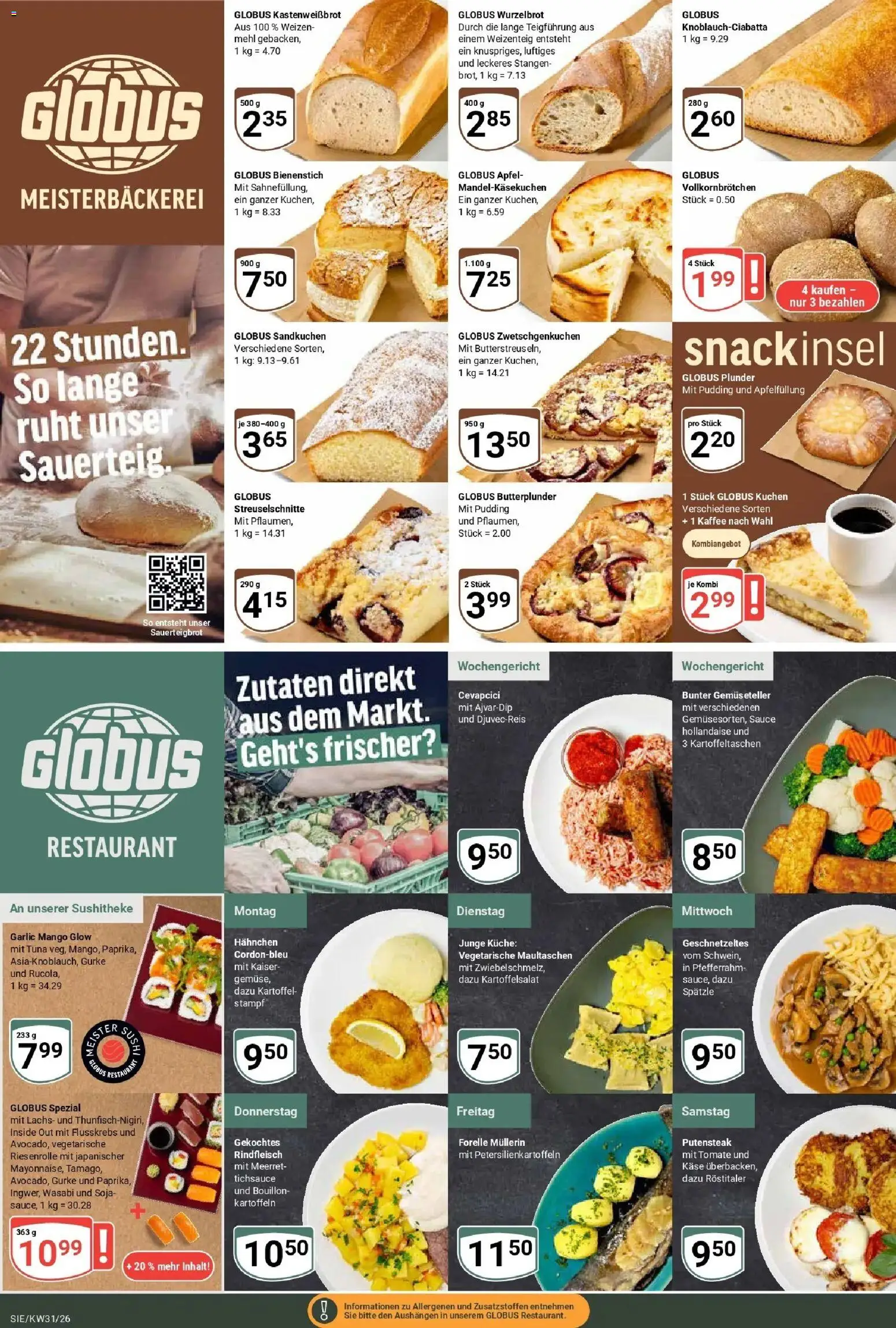 Globus Prospekt Siegen – gültig ab 27.07.2026 | Seite: 8 | Produkte: Hahnchen, Küche, Mango, Kuchen