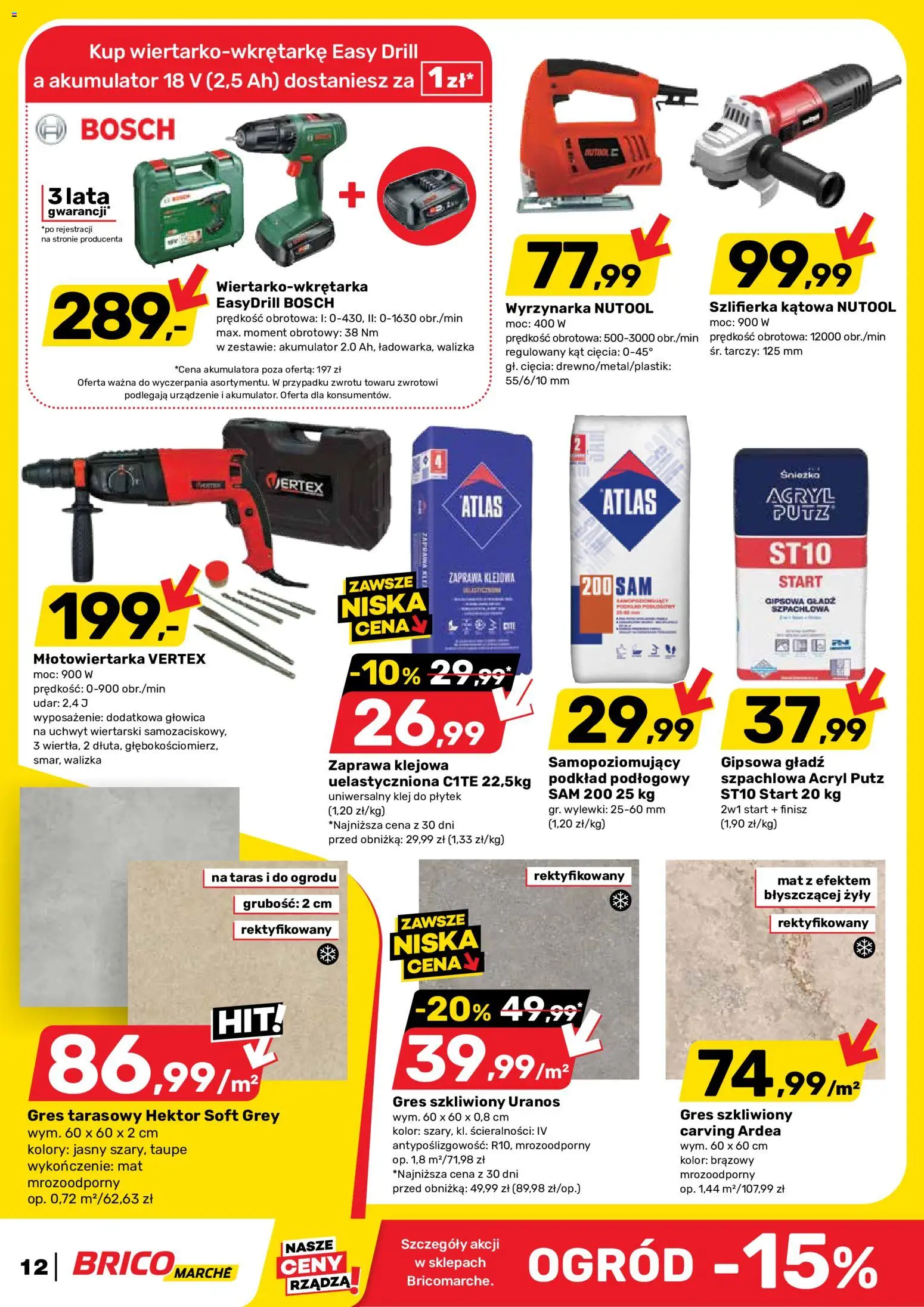 Brico Marché gazetka od 06.05.2026 | Strona: 12 | Produkty: Młotowiertarka, Walizka, Szlifierka