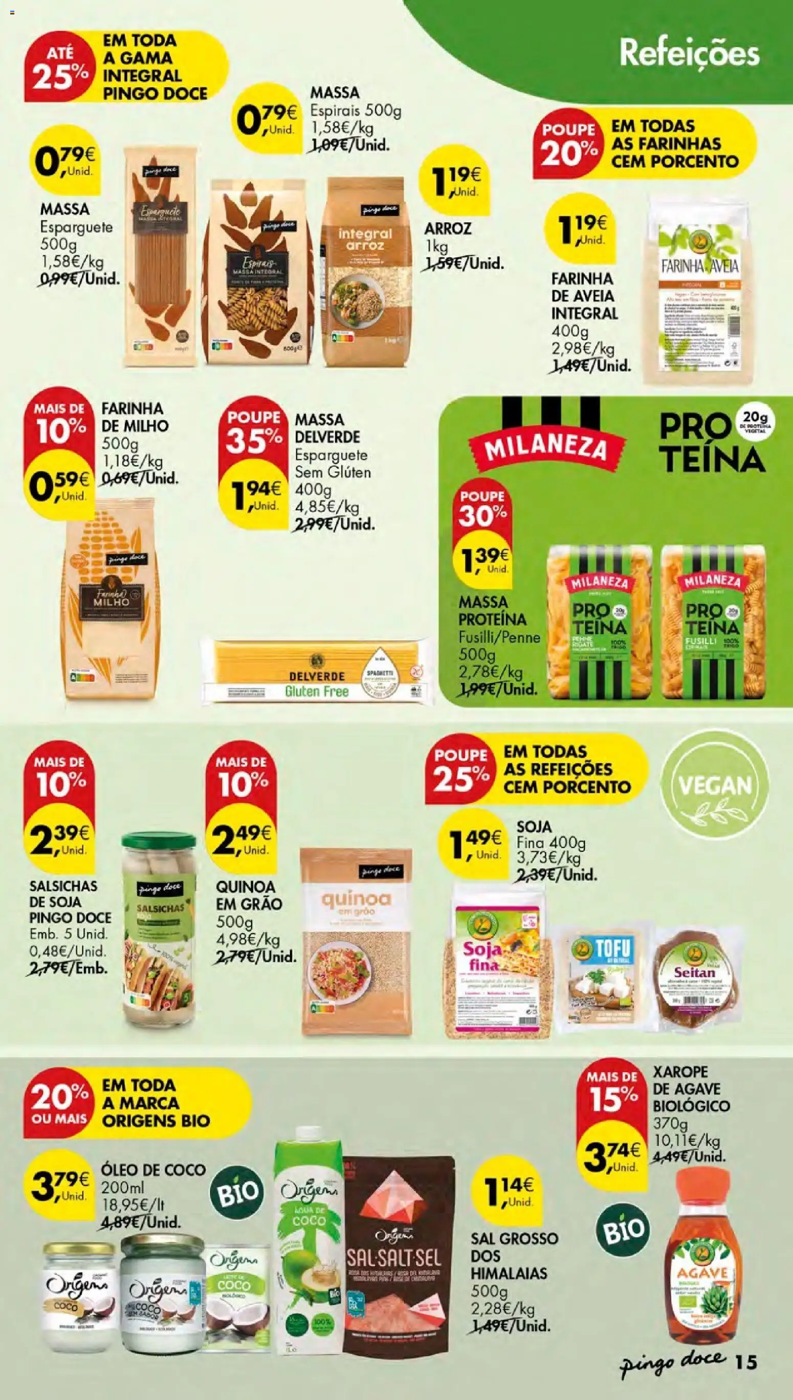 Pingo Doce folheto Escolhas Equilibradas Açores │ válido de 22/10/2026 | Página: 15 | Produtos: Aveia, Sal, Agave, Proteina