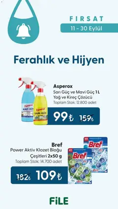 11 Eylül 2026 tarihinden itibaren geçerli olan File Market kataloğu önizlemesi | Sayfa: 2 | Ürünler: Kireç çözücü, Yağ