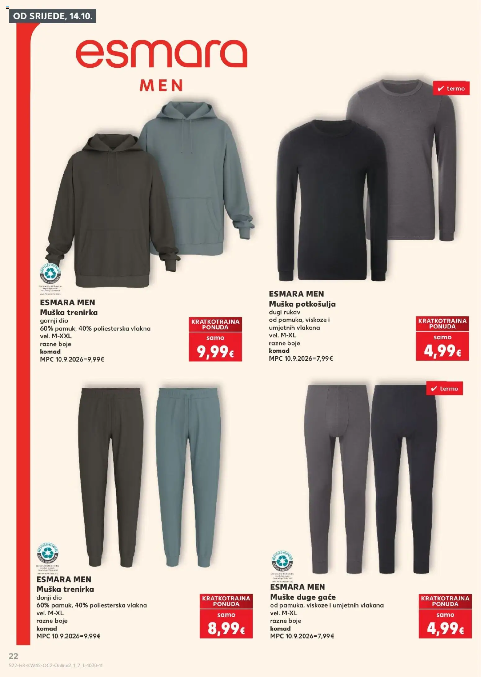 Kaufland katalog | vrijedi od 14.10.2026 | Stranica: 22 | Proizvodi: Gaće, Potkosulja, Trenirka
