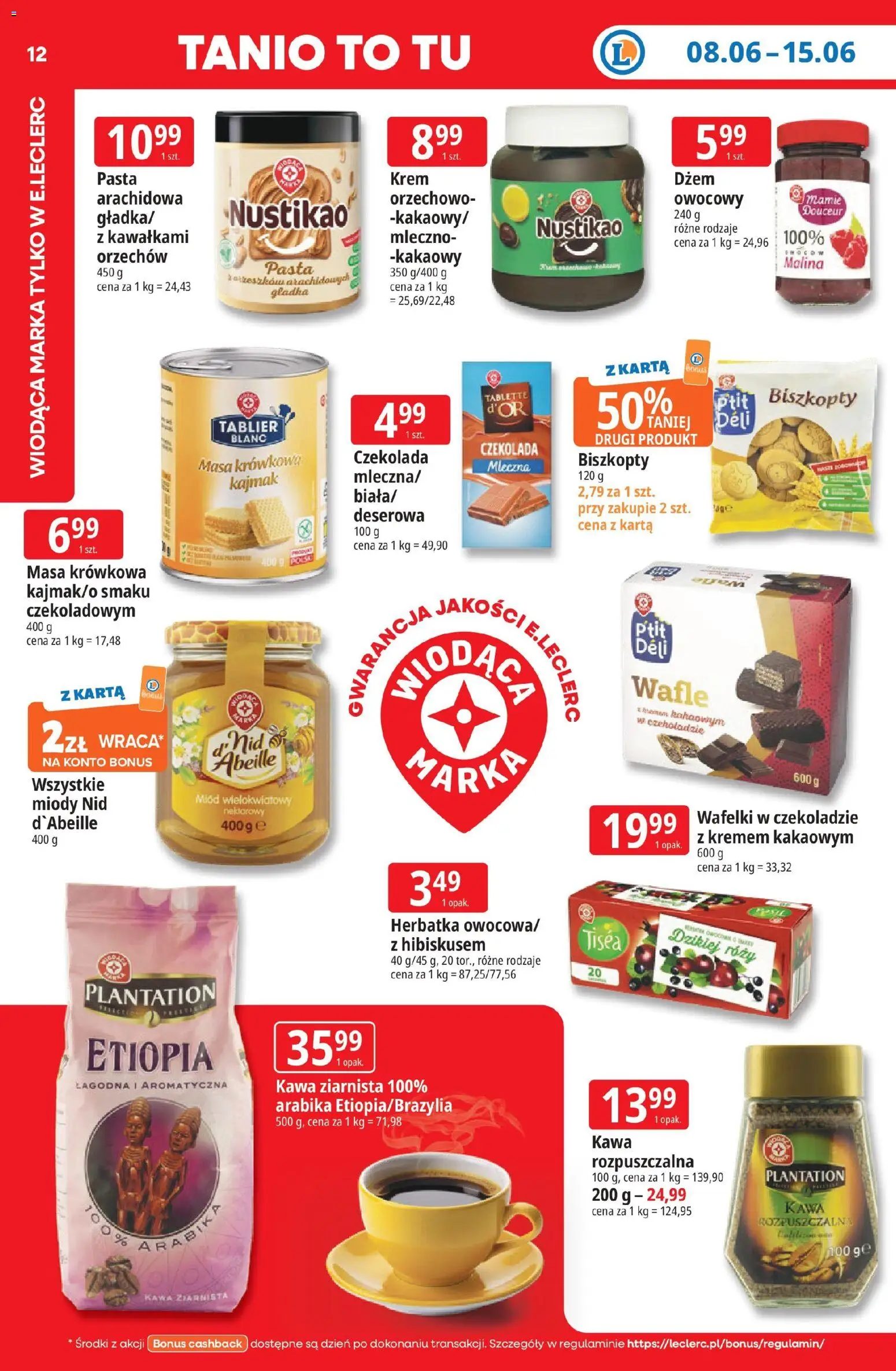 E.Leclerc gazetka - Zielona Góra od 08.06.2026 | Strona: 12 | Produkty: Wafle, Kawa rozpuszczalna, Kawa, Czekolada