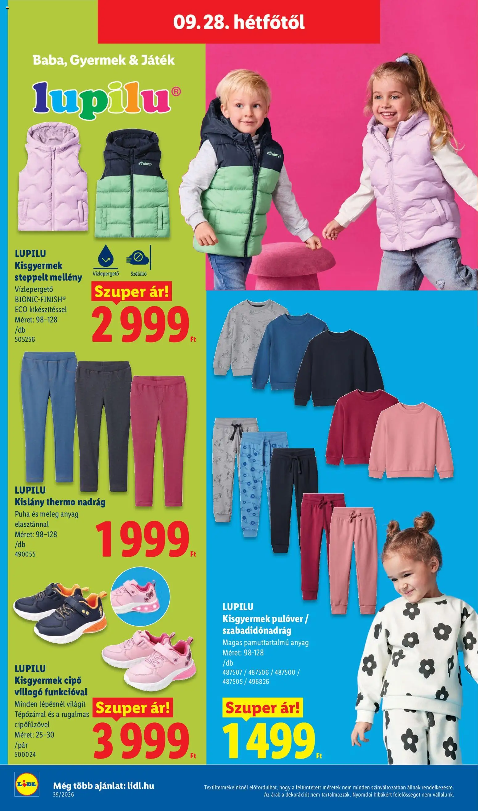 Lidl akciós ujság - amely érvényes a következő dátumtól: 2026.09.24. | Oldal: 18 | Termékek: Játék, Lupilu, Pulóver, Mellény
