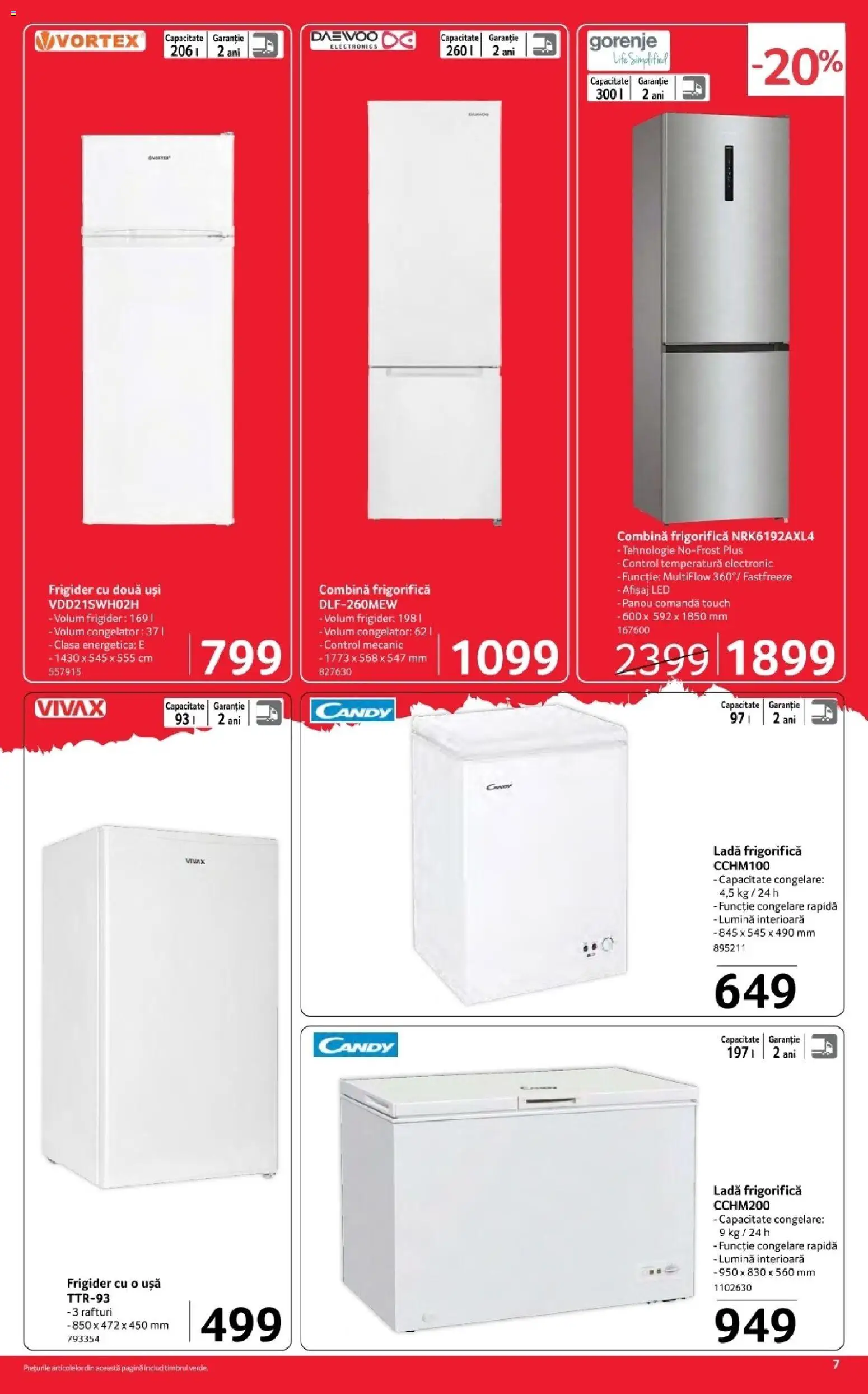 Noul catalog Selgros – valabil de la 03.04.2026 | Pagină: 7 | Produse: Frigider, Congelator, Ușă, Combină frigorifică