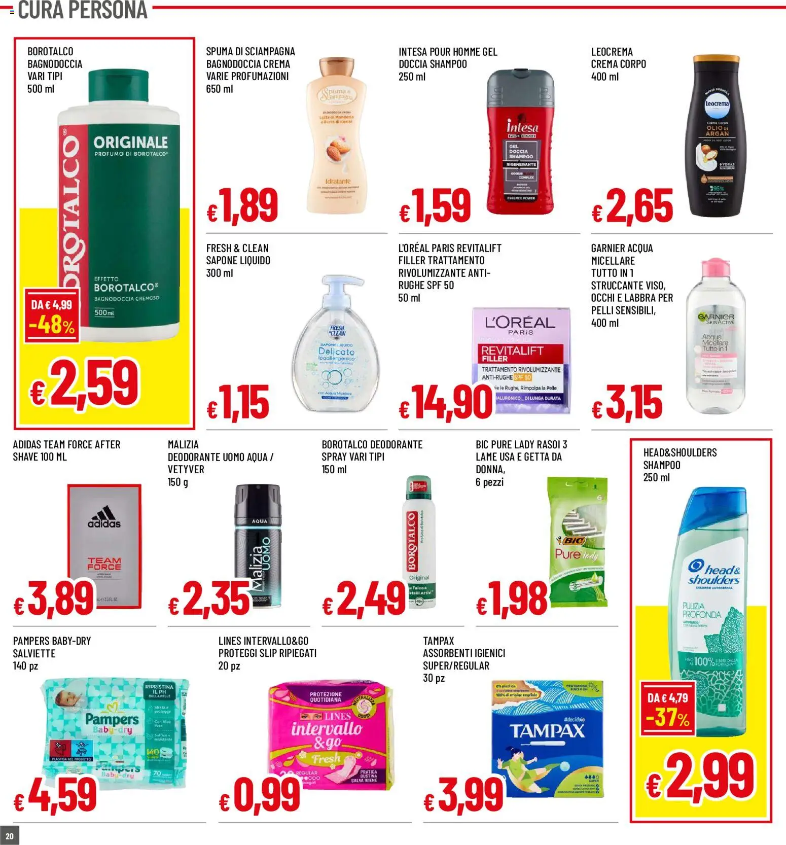 Volantino Galassia del 18/06/2026 | Pagina: 20 | Prodotti: Proteggi slip, Latte, Olio, Pampers