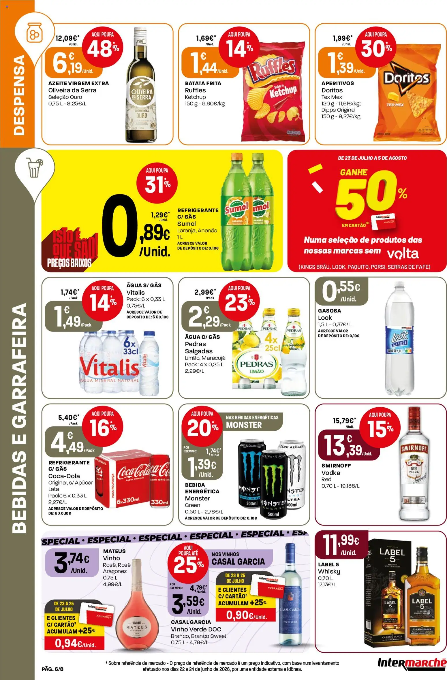 Intermarché Folheto Mini │ válido de 23/07/2026 | Página: 6 | Produtos: Agua, Batata frita, Vinho, Água mineral