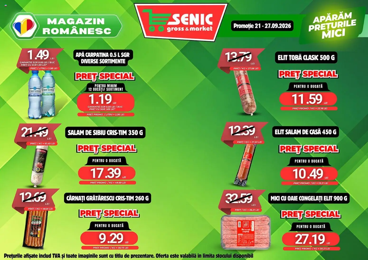 Noul catalog Senic – valabil de la 21.09.2026 | Pagină: 5 | Produse: Mici, Salam, Carpatina, Cârnați
