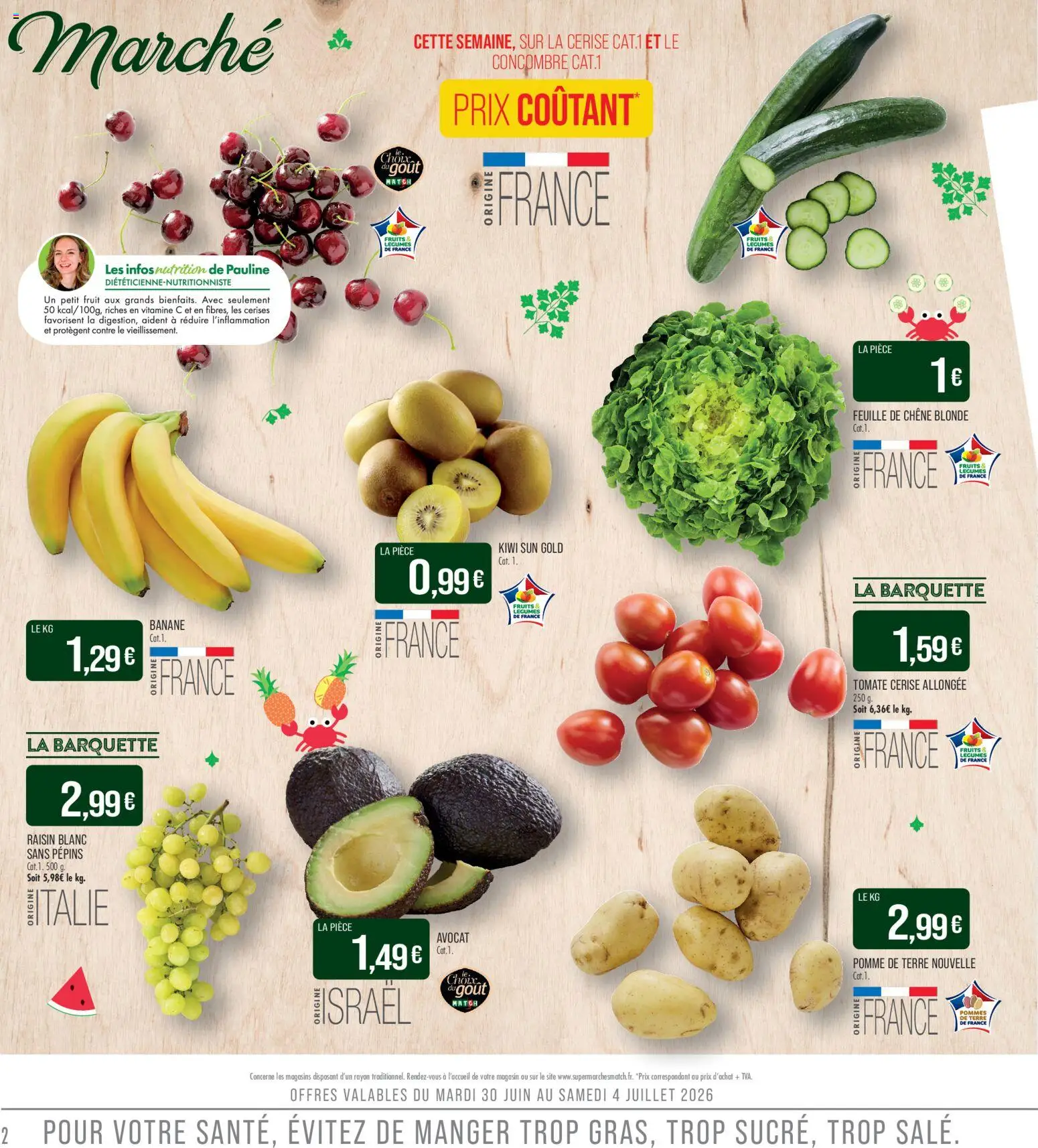 {H1} | Page: 2 | Produits: Raisin, Cerises, Pomme de terre, Kiwi