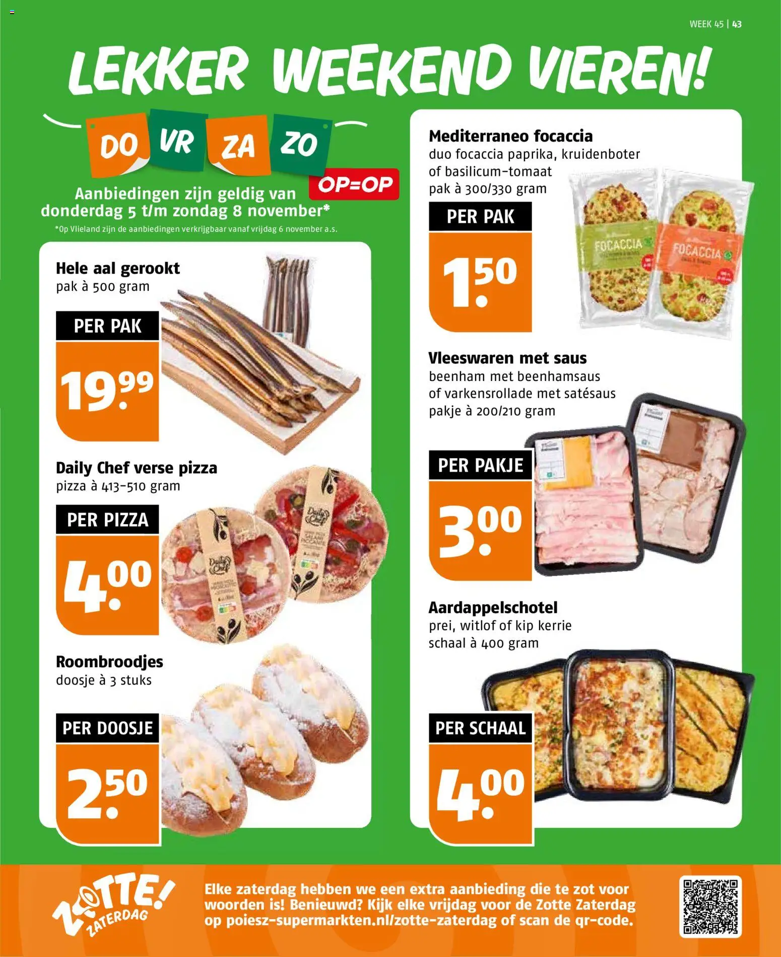 {H1} | Pagina: 43 | Producten: Vleeswaren, Varkensrollade, Kip, Focaccia