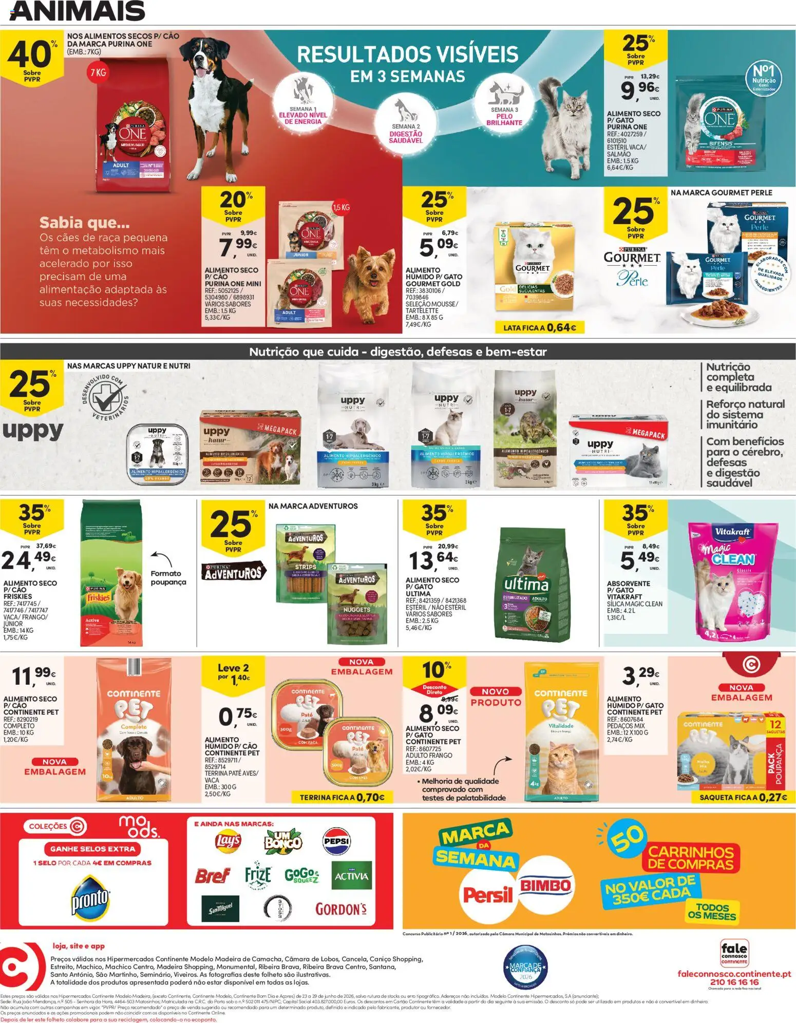 Continente Madeira │ válido de 23/06/2026 | Página: 18 | Produtos: Purina one, Frango, Salmão, Persil
