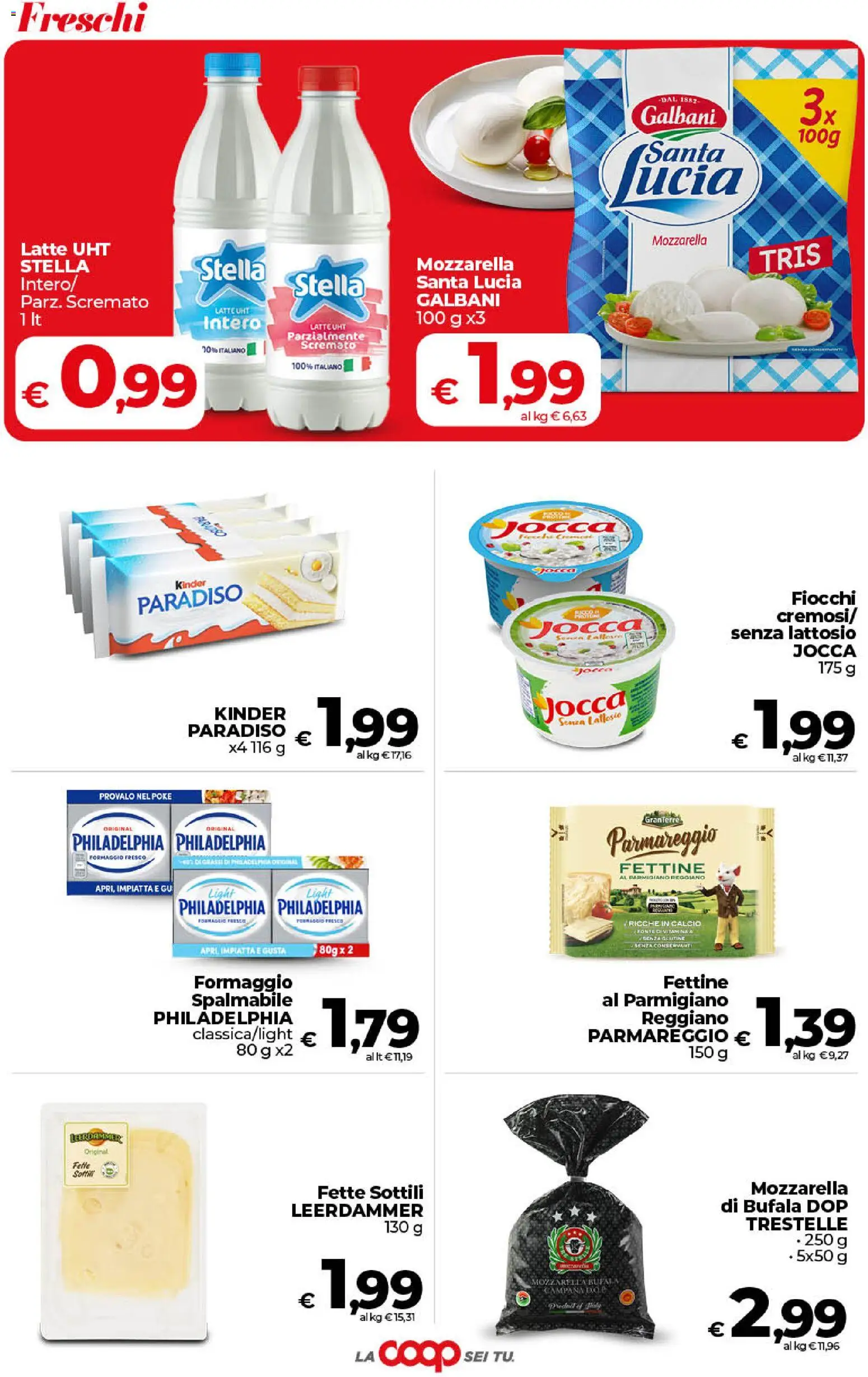 Volantino COOP del 31/07/2026 | Pagina: 14 | Prodotti: Fiocchi, Mozzarella, Formaggio, Parmigiano