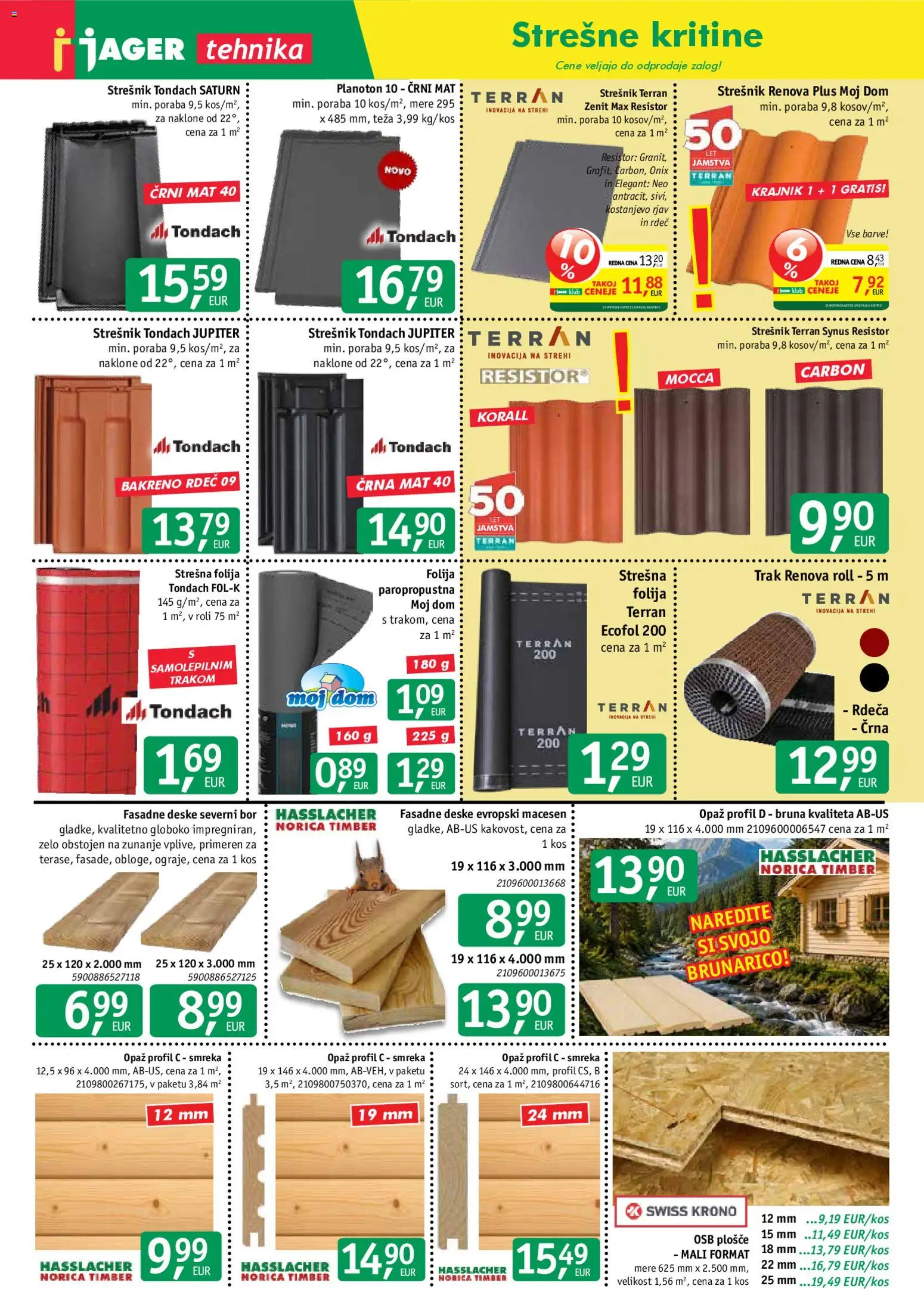 Novi Jager katalog ponudbe – veljaven od 26.08.2026 | Stran: 9 | Izdelki: Teza, Kos, Folija