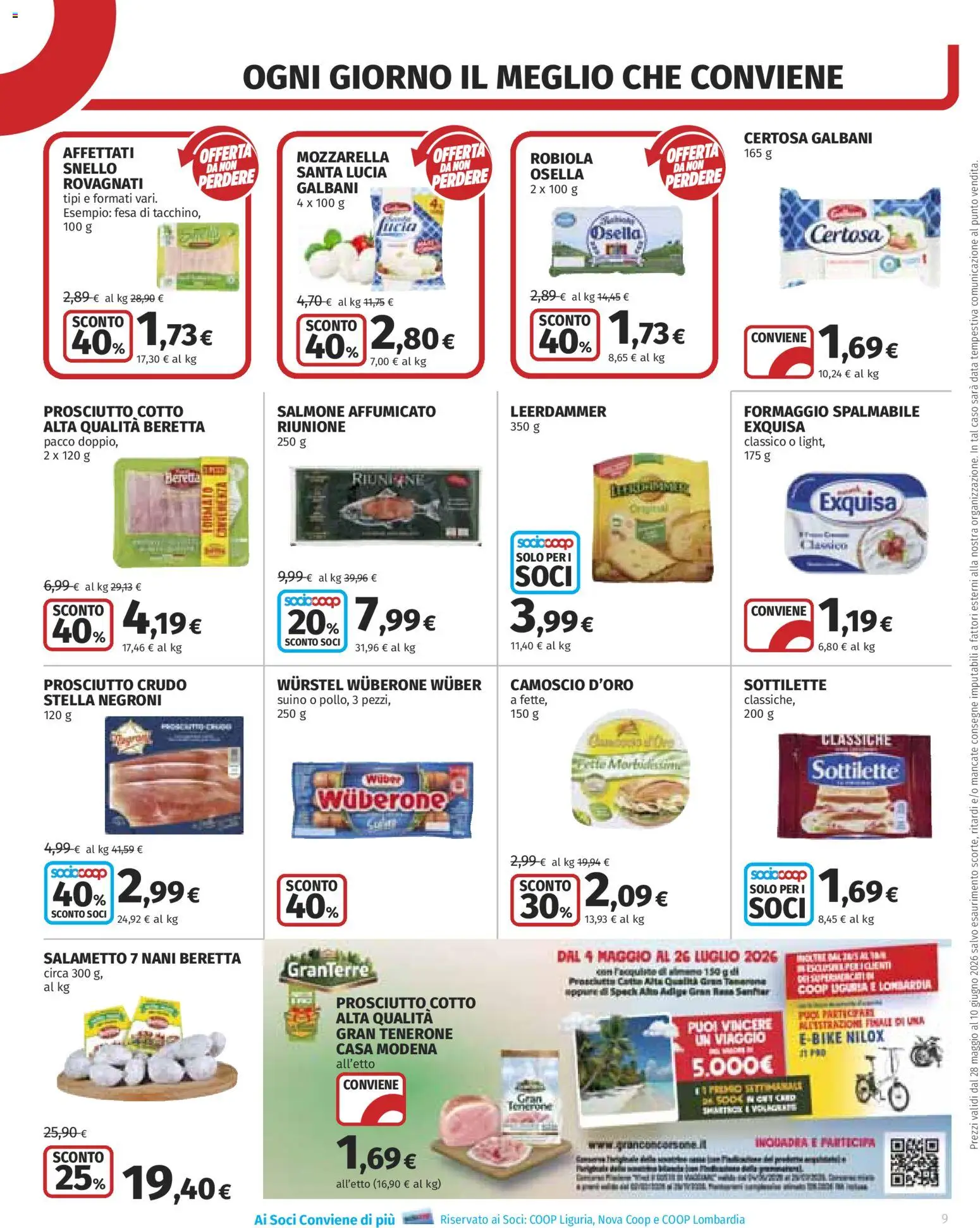 Volantino COOP del 28.05.2026 | Pagina: 9 | Prodotti: Prosciutto Crudo, Salmone, Mozzarella, Robiola