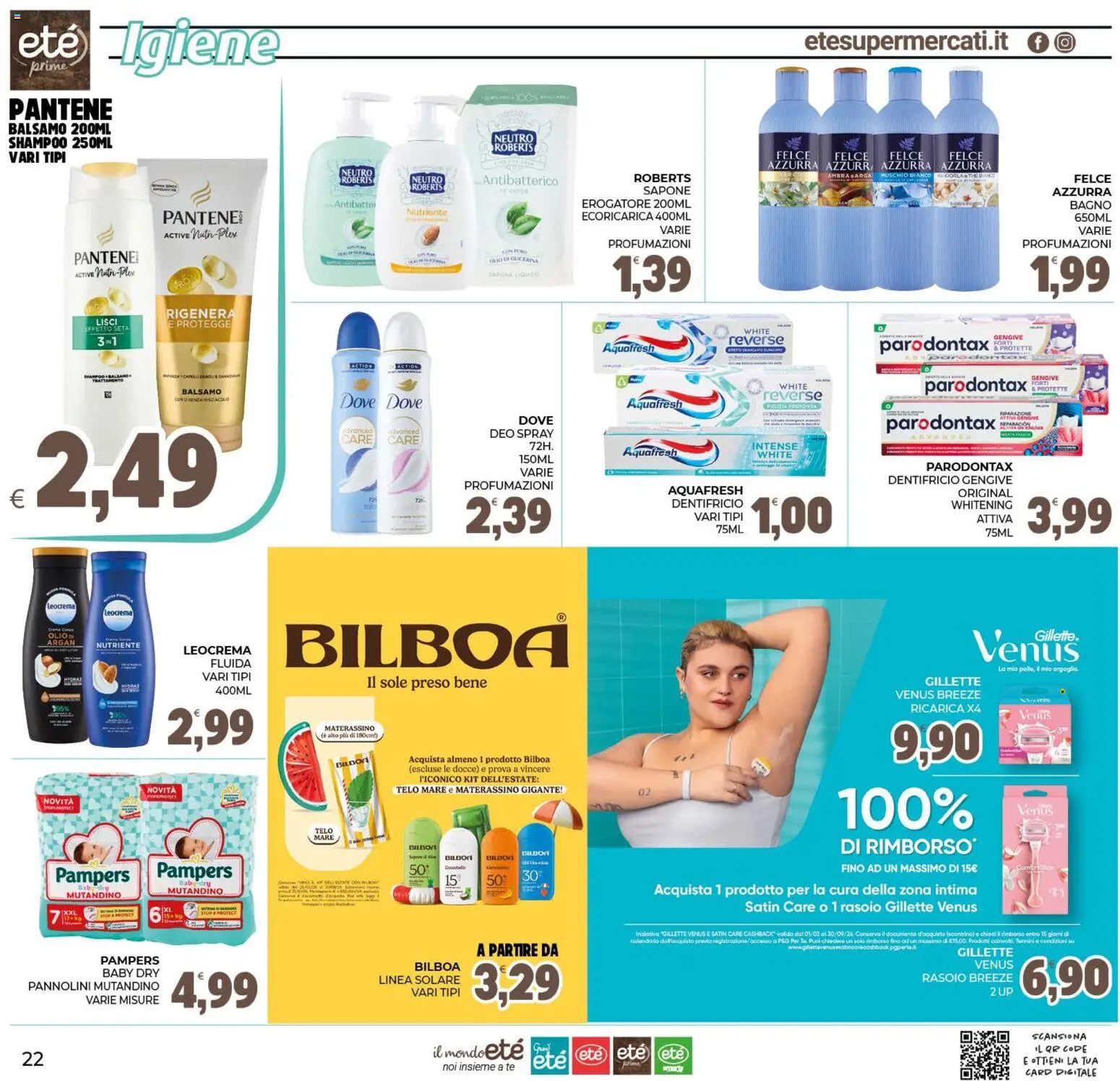 Volantino Eté del 07/08/2026 | Pagina: 22 | Prodotti: Shampoo, Pannolini, Sapone, Dentifricio