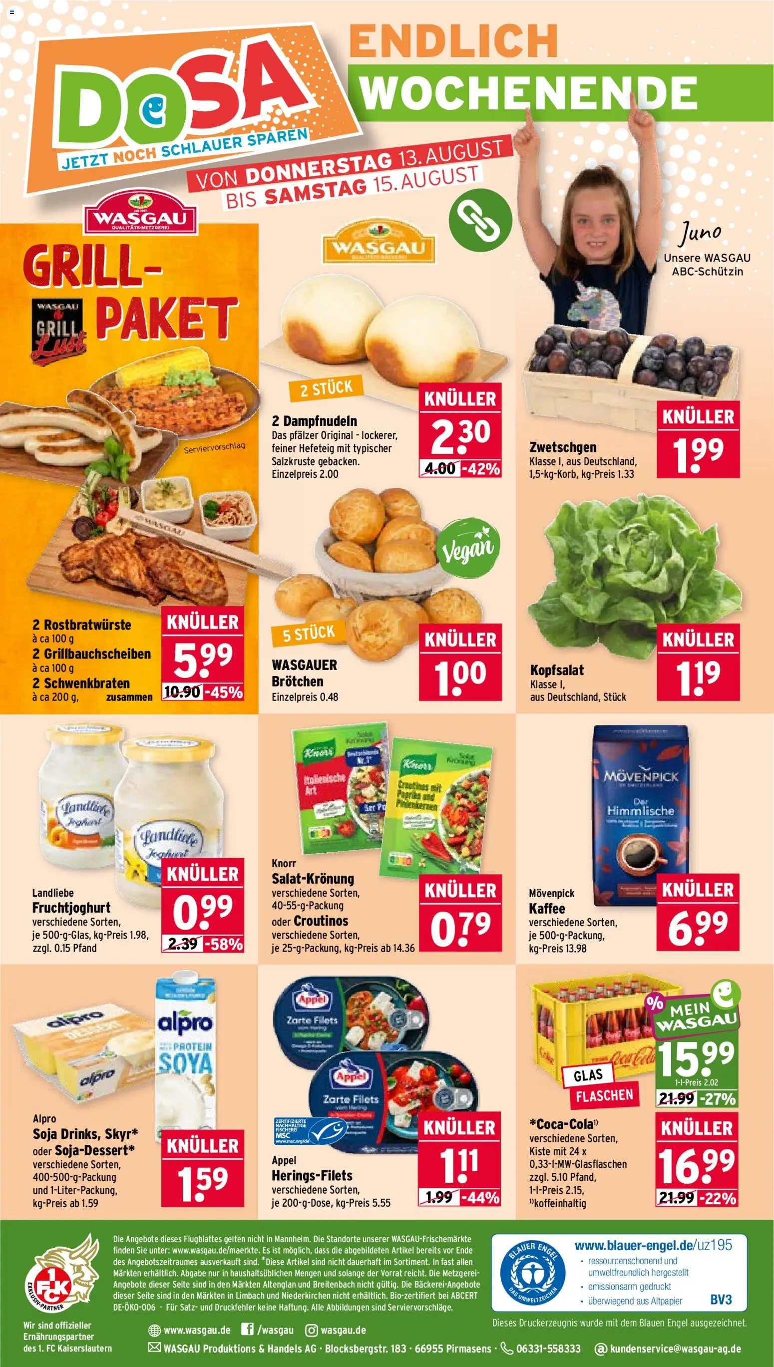 Wasgau Prospekt – gültig ab 10.08.2026 | Seite: 28 | Produkte: Grill, Kaffee, Zwetschgen, Alpro