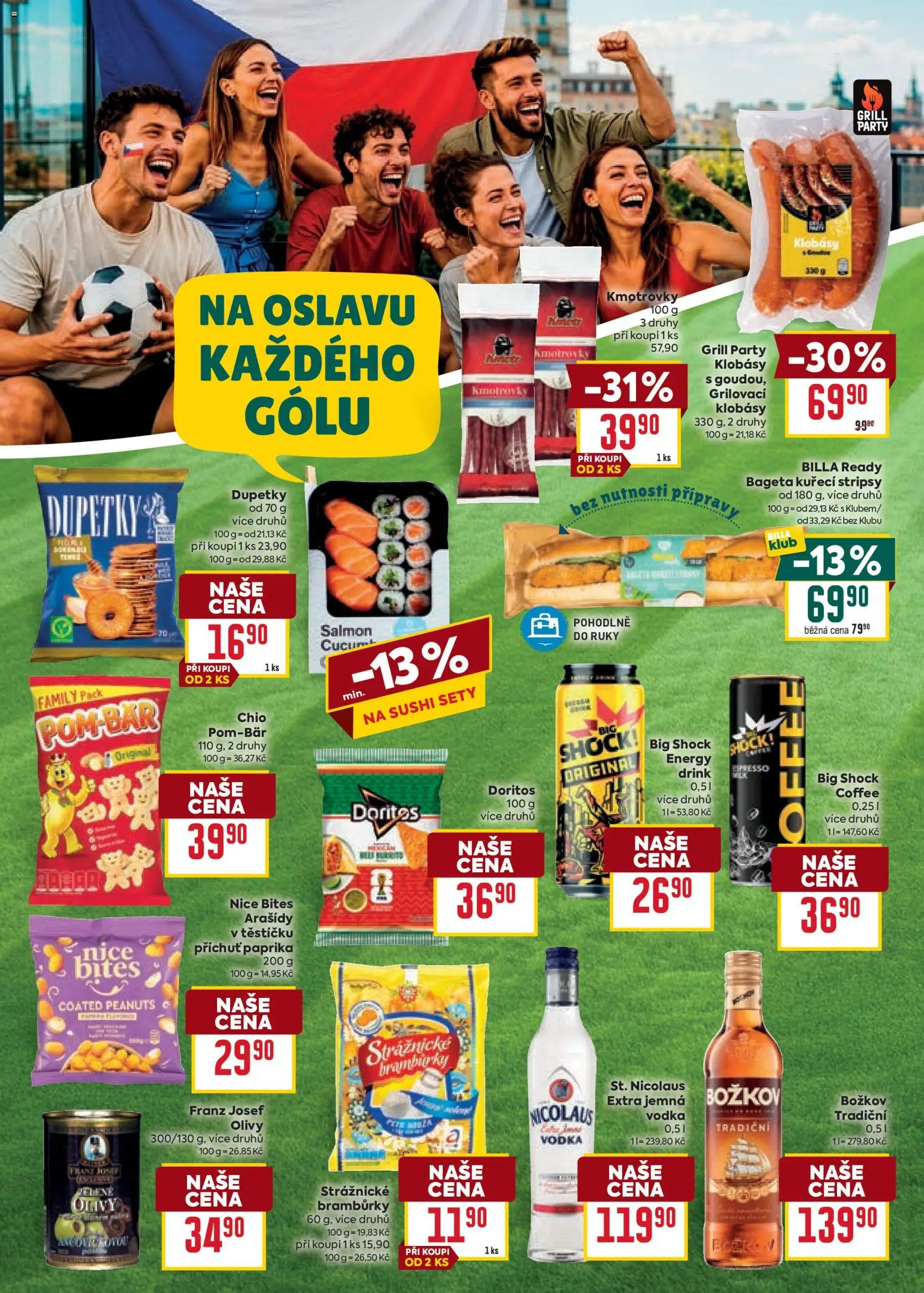 Billa Velký leták od 10.06.2026 | Strana: 24 | Produkty: Doritos, Sushi, Olivy, Big Shock