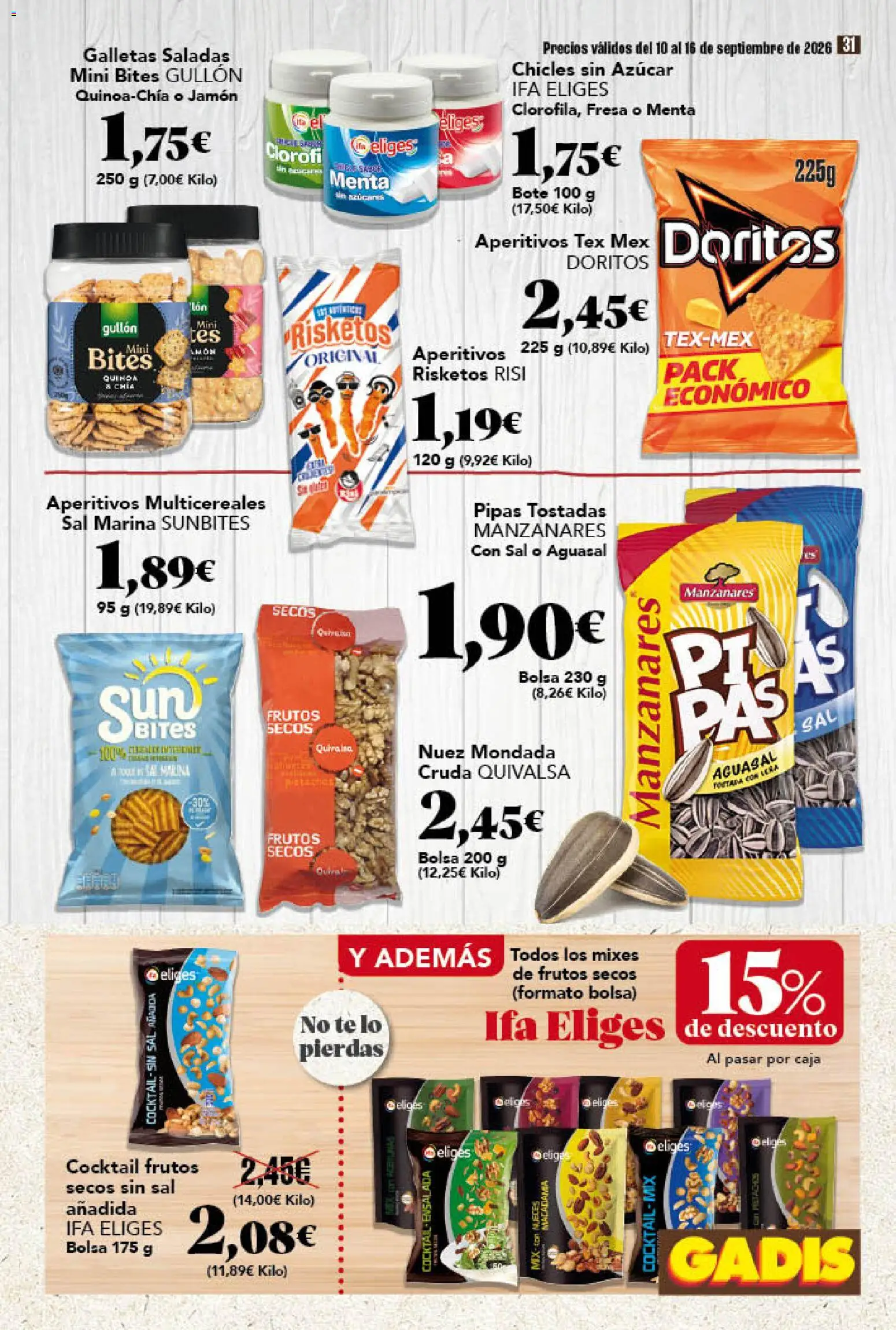 Gadis folleto │ válido desde el 10/09/2026 | Página: 31 | Productos: Frutos secos, Galletas, Bolsa, Sal