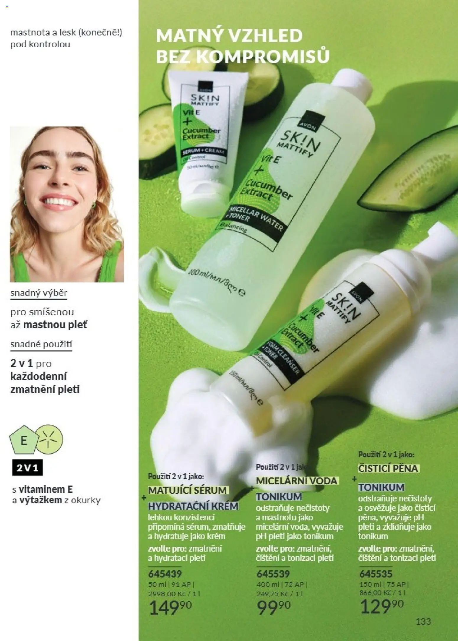 Avon Katalog 09/2026 od 01.09.2026 | Strana: 133 | Produkty: Sérum, Okurky, Toner, Pěna