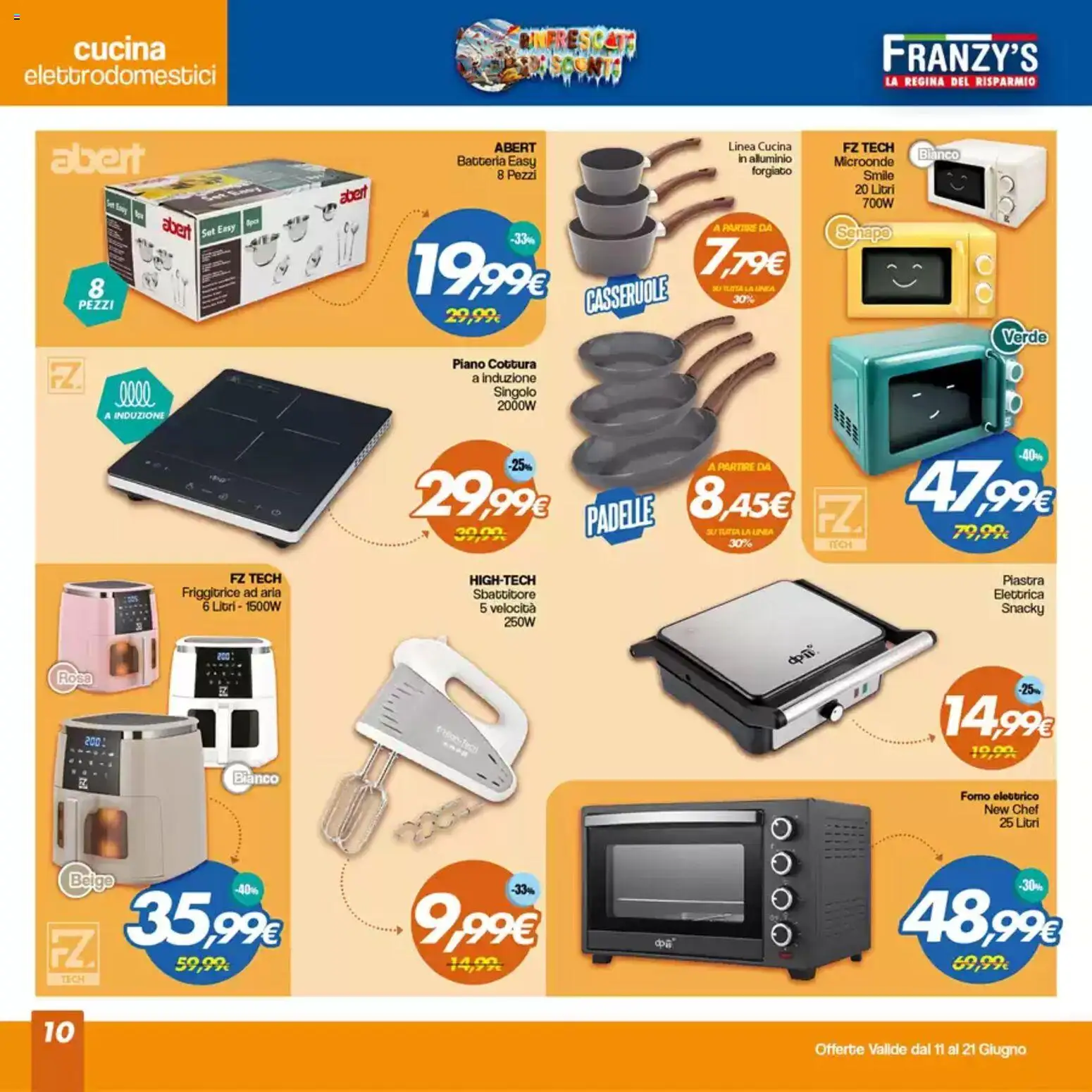 Volantino Franzy's del 11.06.2026 | Pagina: 10 | Prodotti: Microonde, Forno, Batteria, Forno elettrico