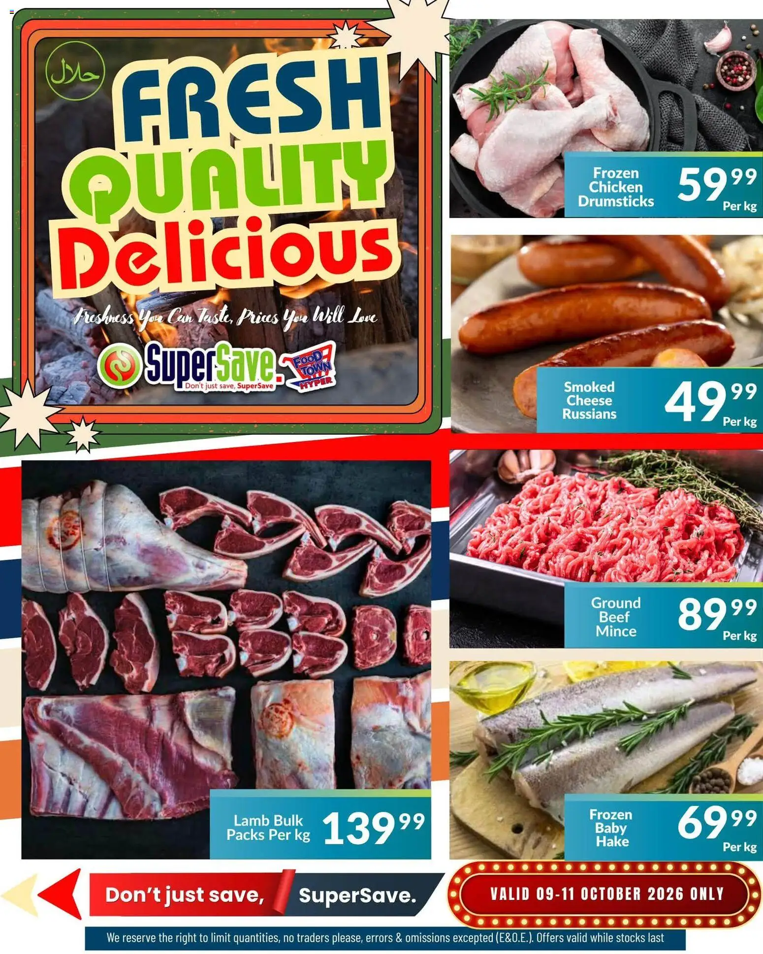 New Super Save catalogue – valid from 09/10/2026 | Page: 8 | Products: Chicken drumsticks, Cheese, Chicken, Beef
