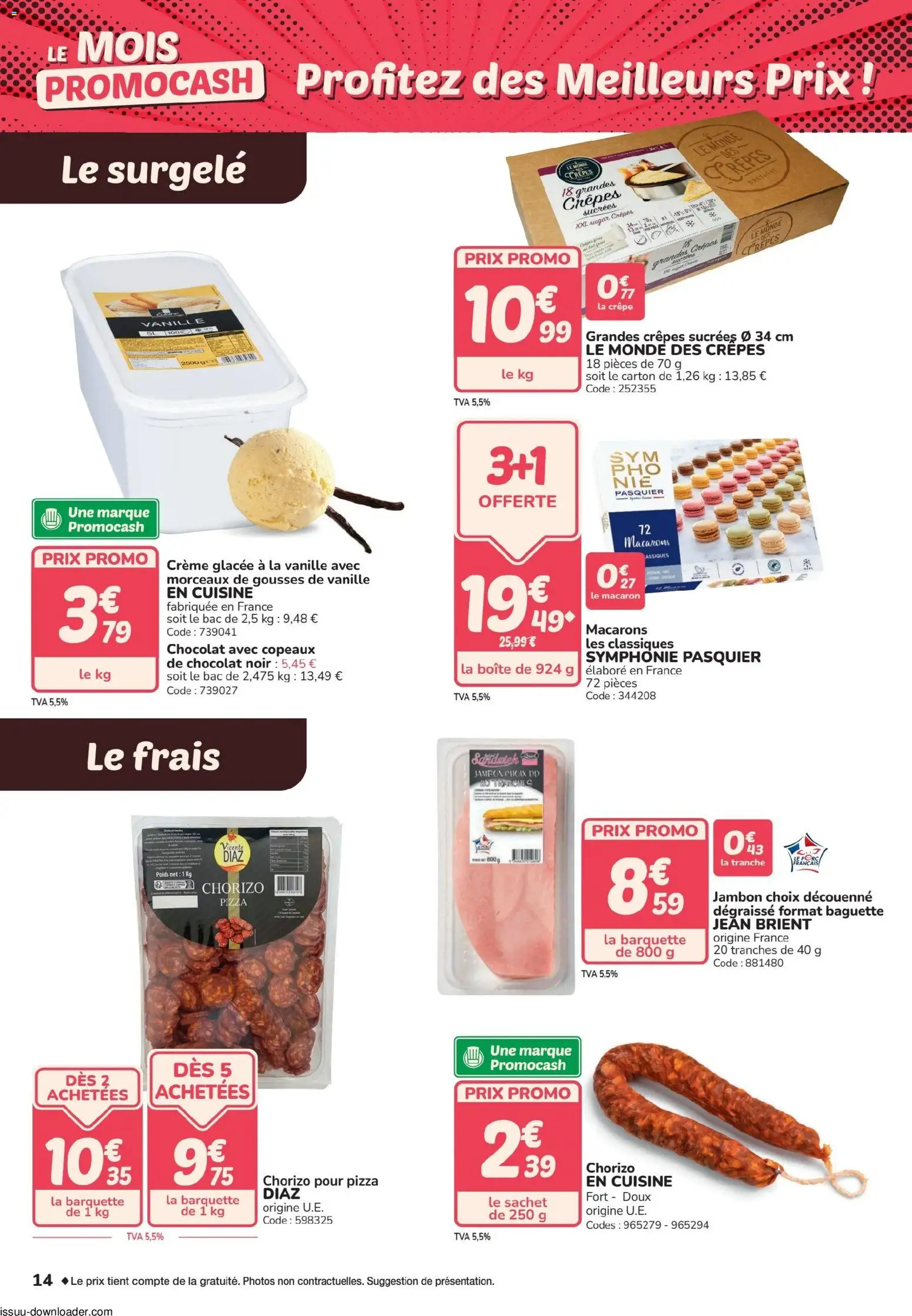 {H1} | Page: 14 | Produits: Chorizo, Macarons, Jambon, Crème