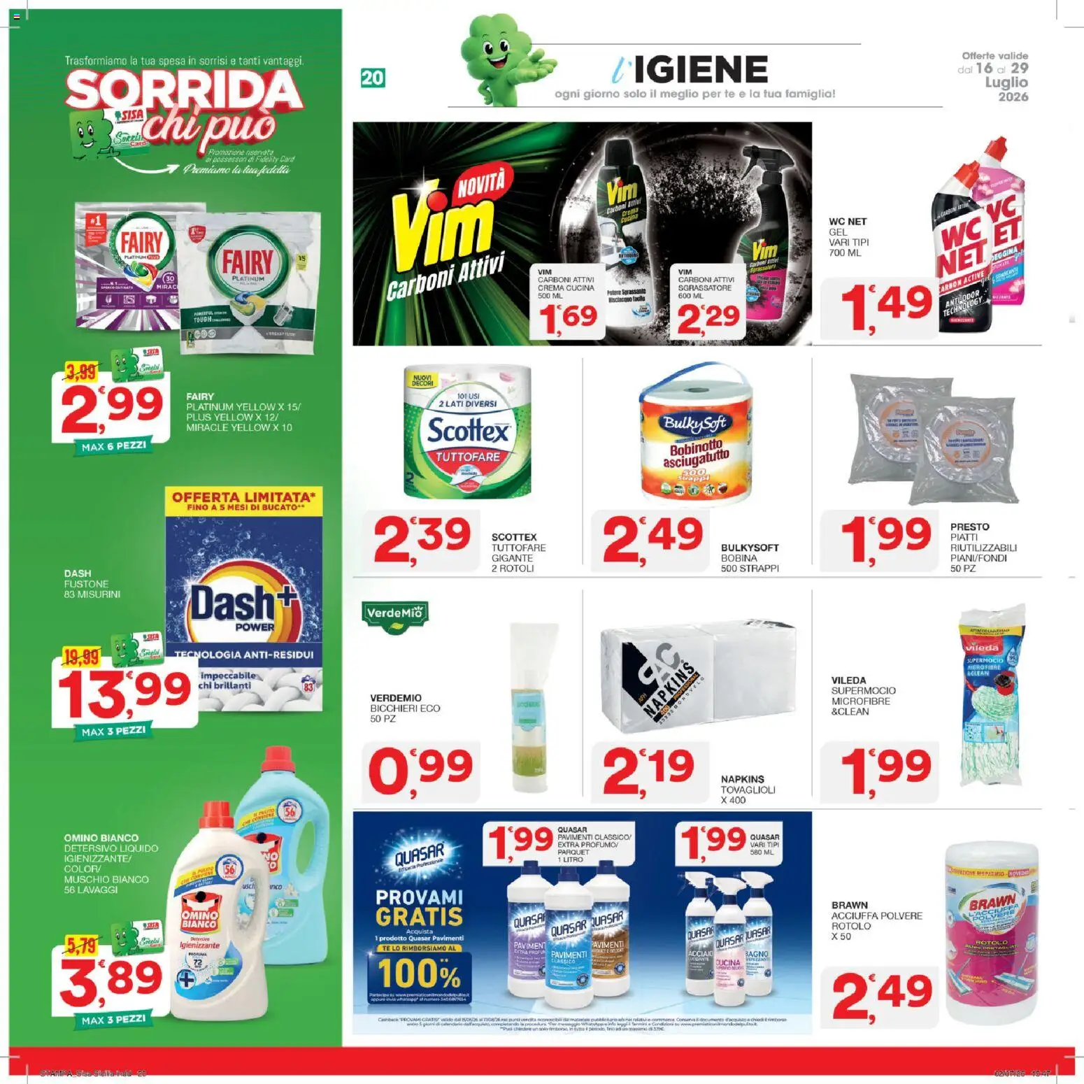 Volantino SISA del 16/07/2026 | Pagina: 20 | Prodotti: Tè, Sgrassatore, Asciugatutto, Profumo