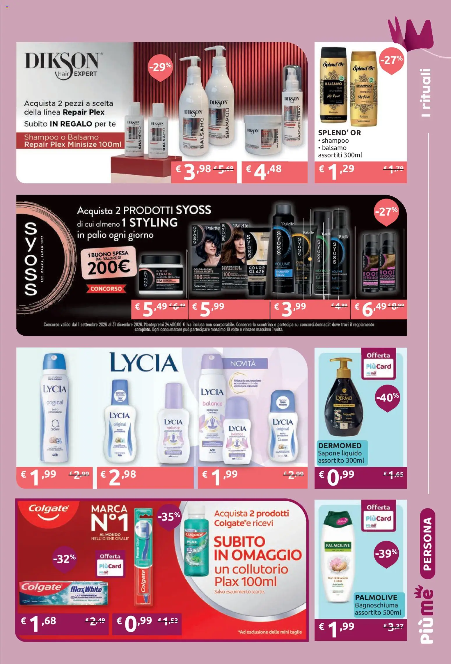Volantino PiùMe del 05/10/2026 | Pagina: 3 | Prodotti: Shampoo, Maschera, Collutorio, Tè