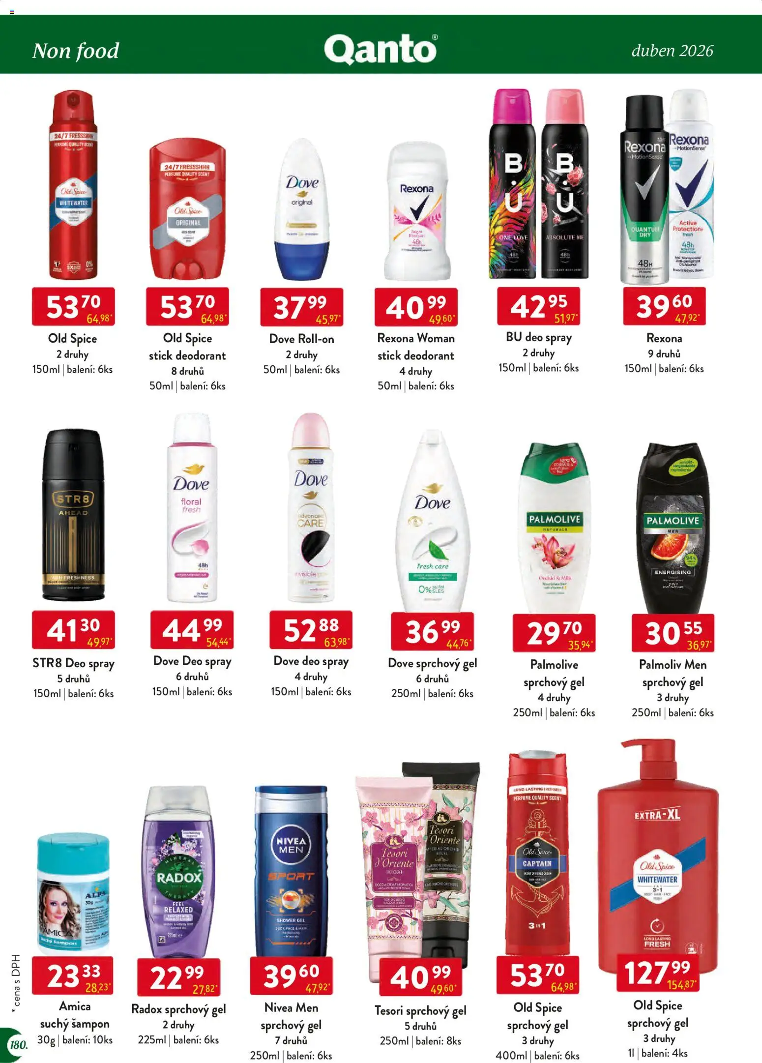 Astur & Qanto leták - Velkoobchod 04/2026 od 01.04.2026 | Strana: 180 | Produkty: Old Spice Original, Alpa, Suchý šampon, Šampon