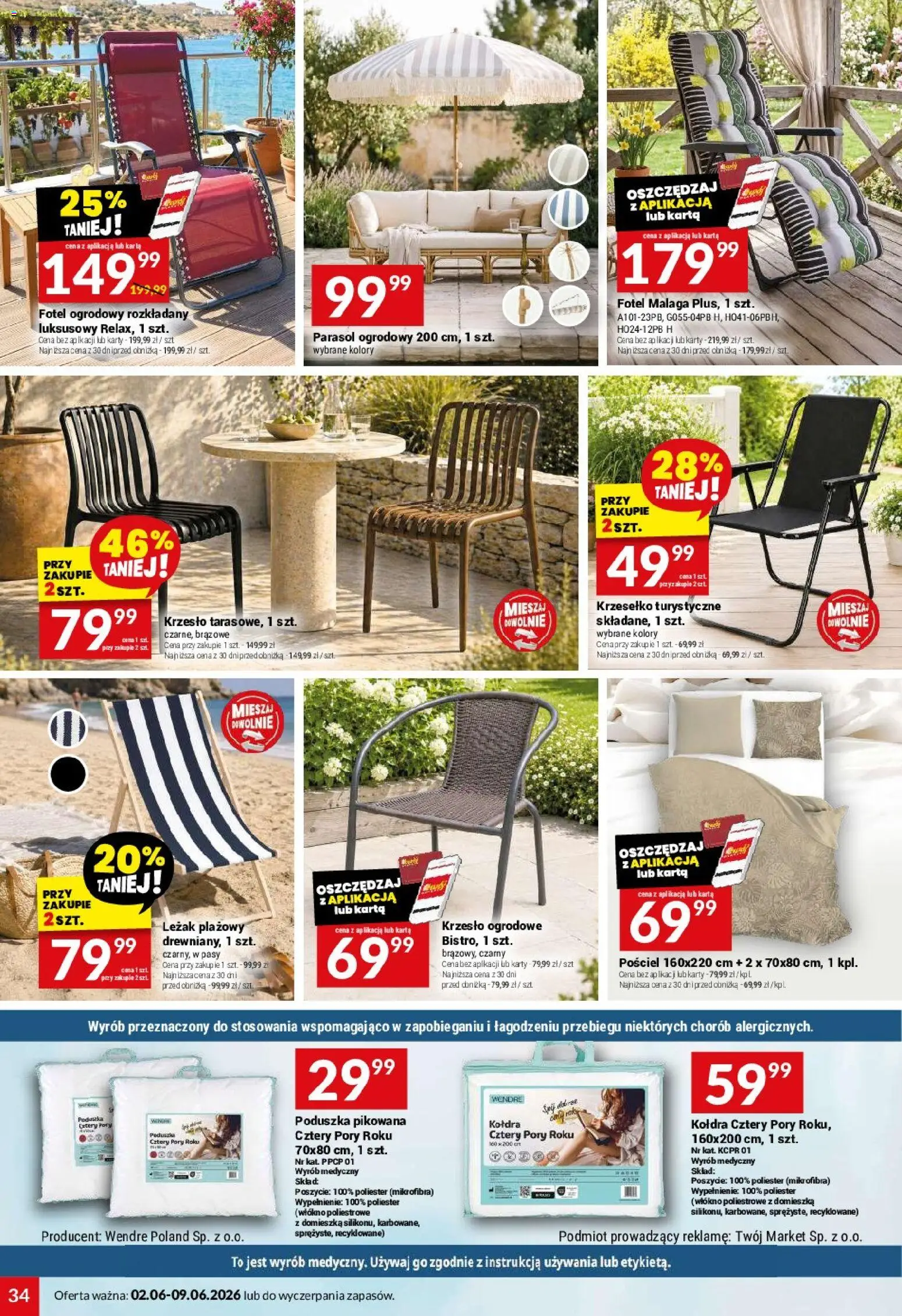 Twój Market gazetka od 02.06.2026 | Strona: 34 | Produkty: Pościel, Karta, Parasol, Poduszka