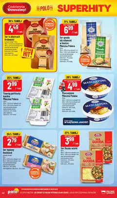 Pogląd oferty "POLOmarket gazetka" - ważna od 03.06.2026 | Strona: 22 | Produkty: Mascarpone, Ser, Twaróg, Ser gouda