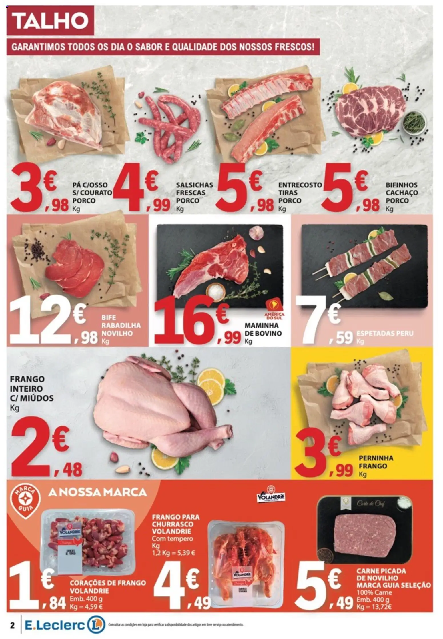 E.Leclerc folheto │ válido de 13/08/2026 | Página: 2 | Produtos: Carne picada, Frango inteiro, Pá, Bife