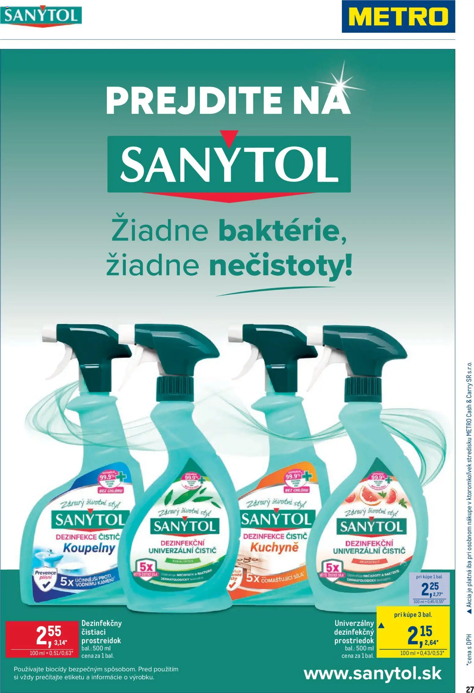 Nové Metro akcie – leták je platný od 26.08.2026 | Strana: 27 | Produkty: Sanytol, Kuchyne, Grapefruit