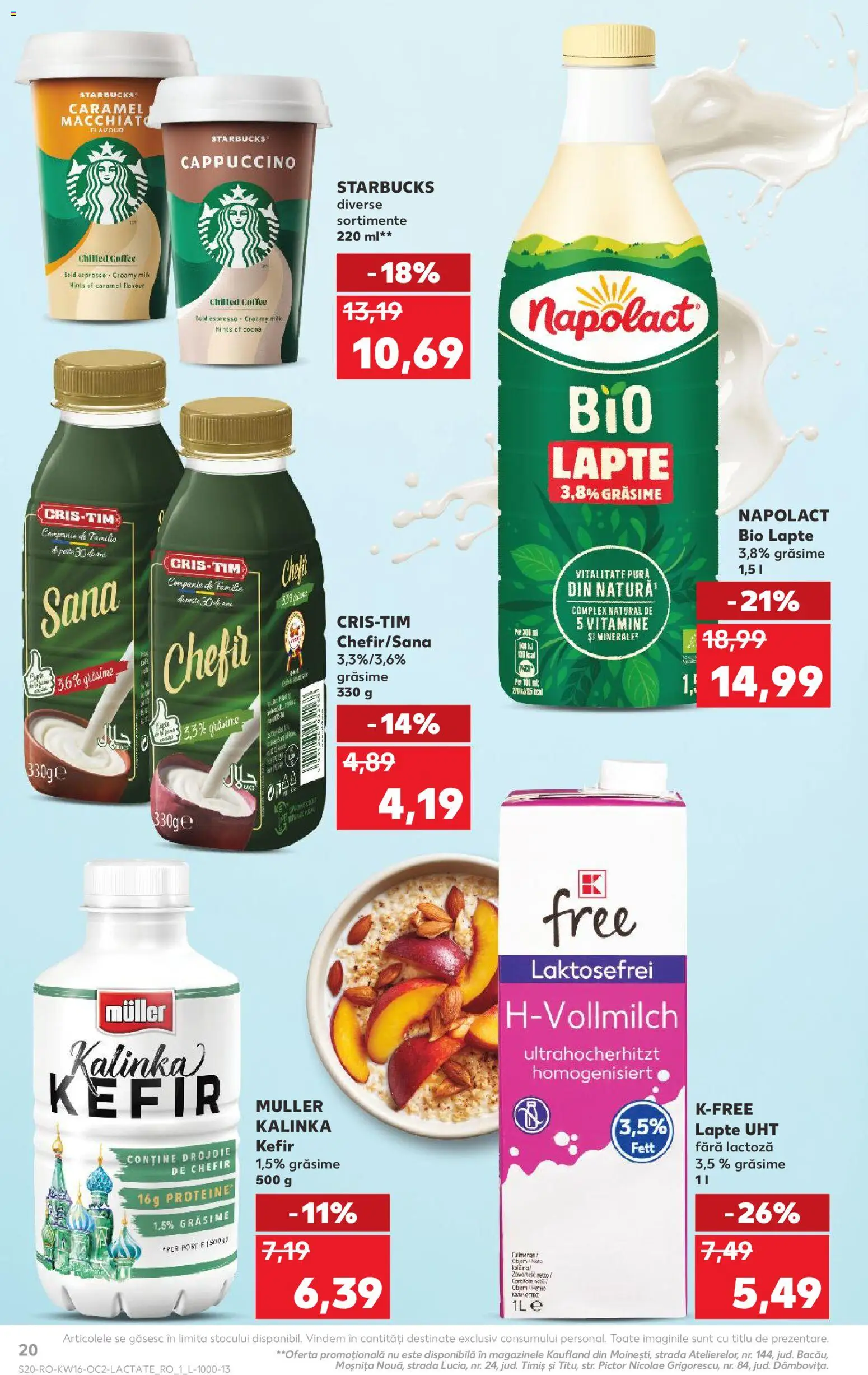 Kaufland RO akciós ujság - amely érvényes a következő dátumtól: 15.04.2026 | Oldal: 20 | Termékek: Pesto, Cappuccino, Kefir