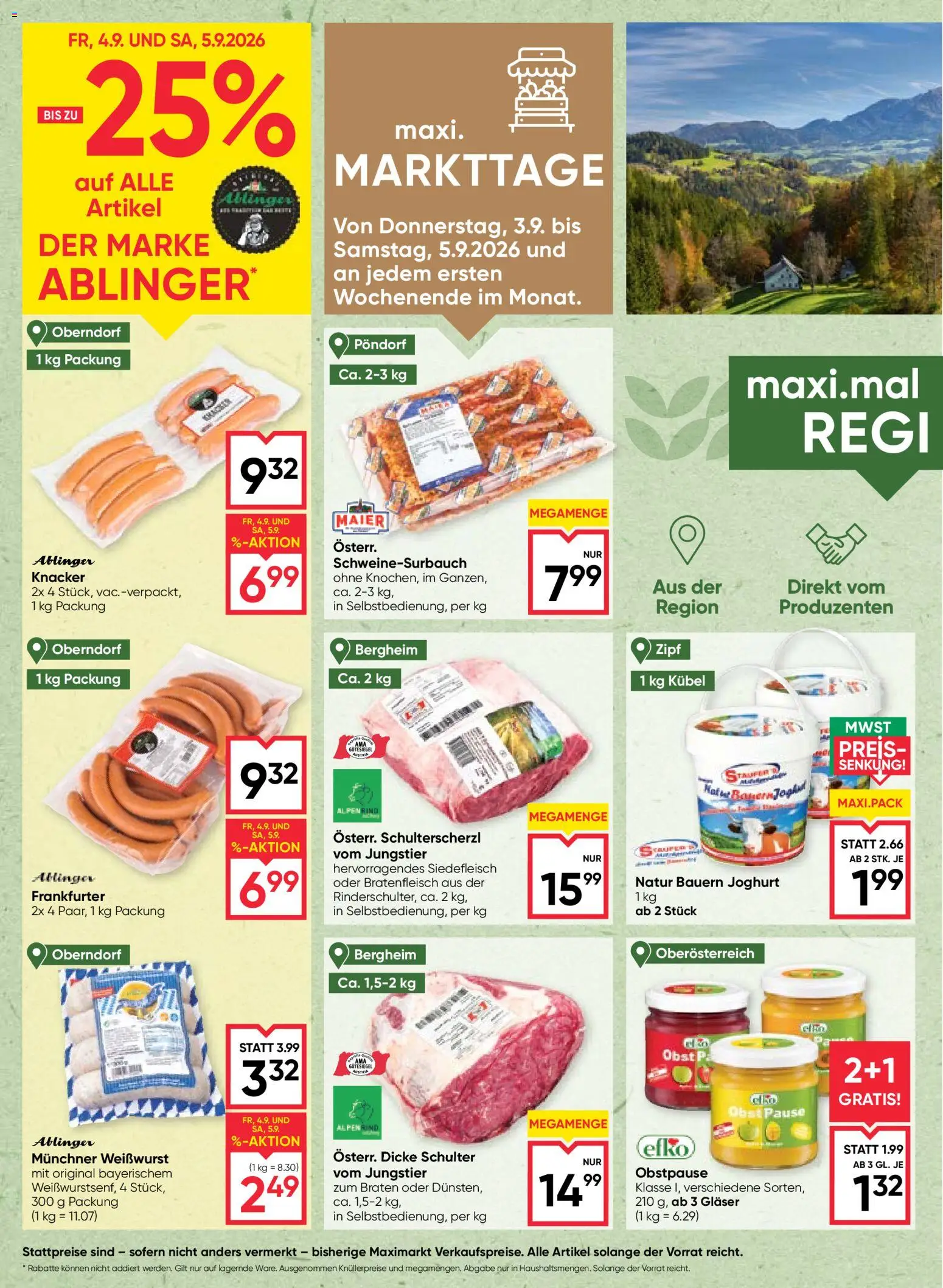 Maximarkt Flugblatt gültig ab 03.09.2026 | Seite: 4 | Produkte: Obst, Joghurt