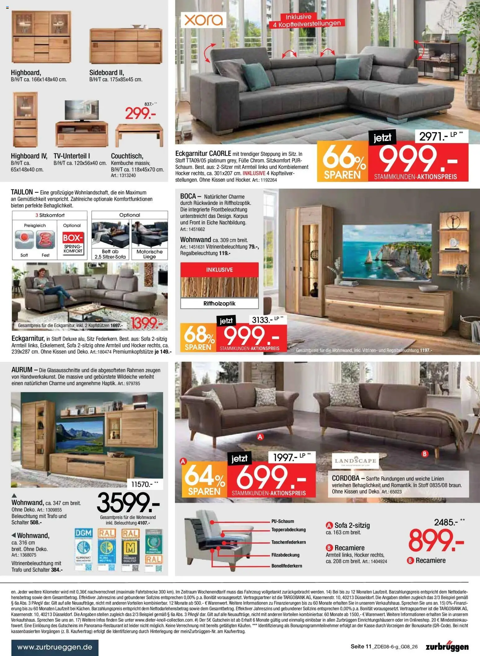 Zurbrüggen - Zurbrüggen: Bonus Sonder-Tage – gültig ab 31.07.2026 | Seite: 11 | Produkte: Sideboard, Kissen, Sofa, Liege