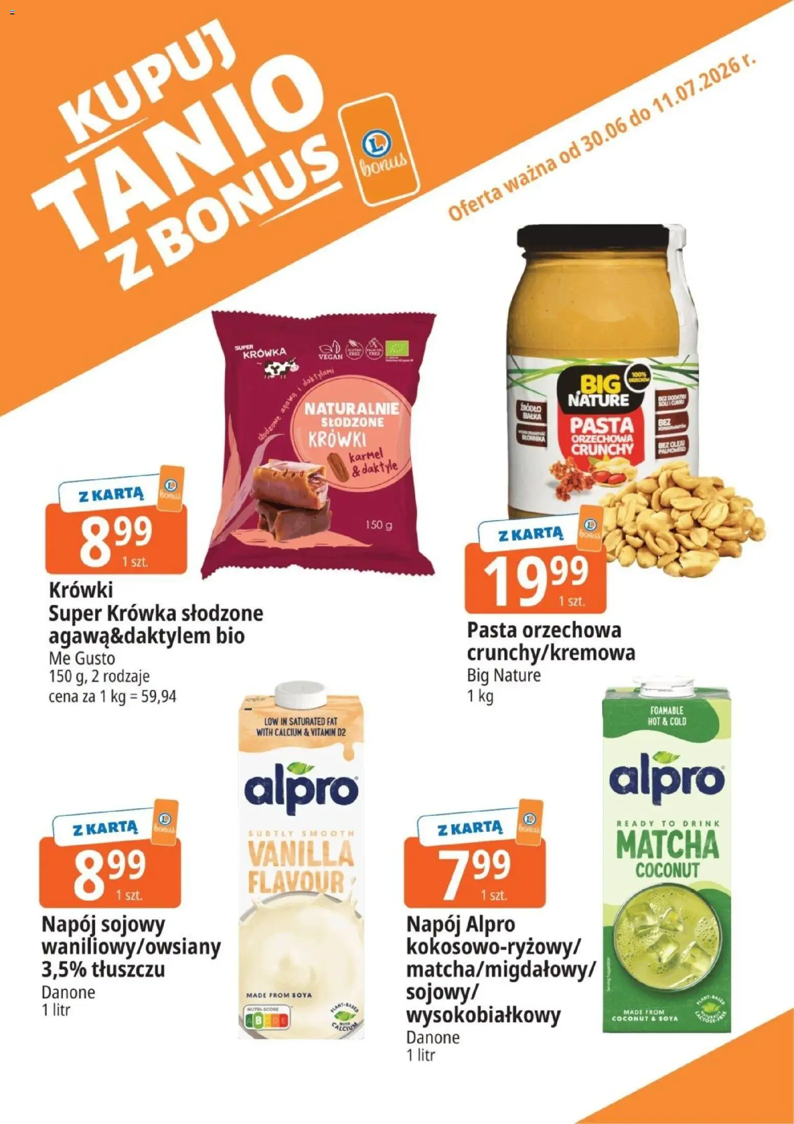 E.Leclerc gazetka - Kupony dodatkowe od 30.06.2026 | Strona: 9 | Produkty: Karta, Daktyle, Alpro, Krówki