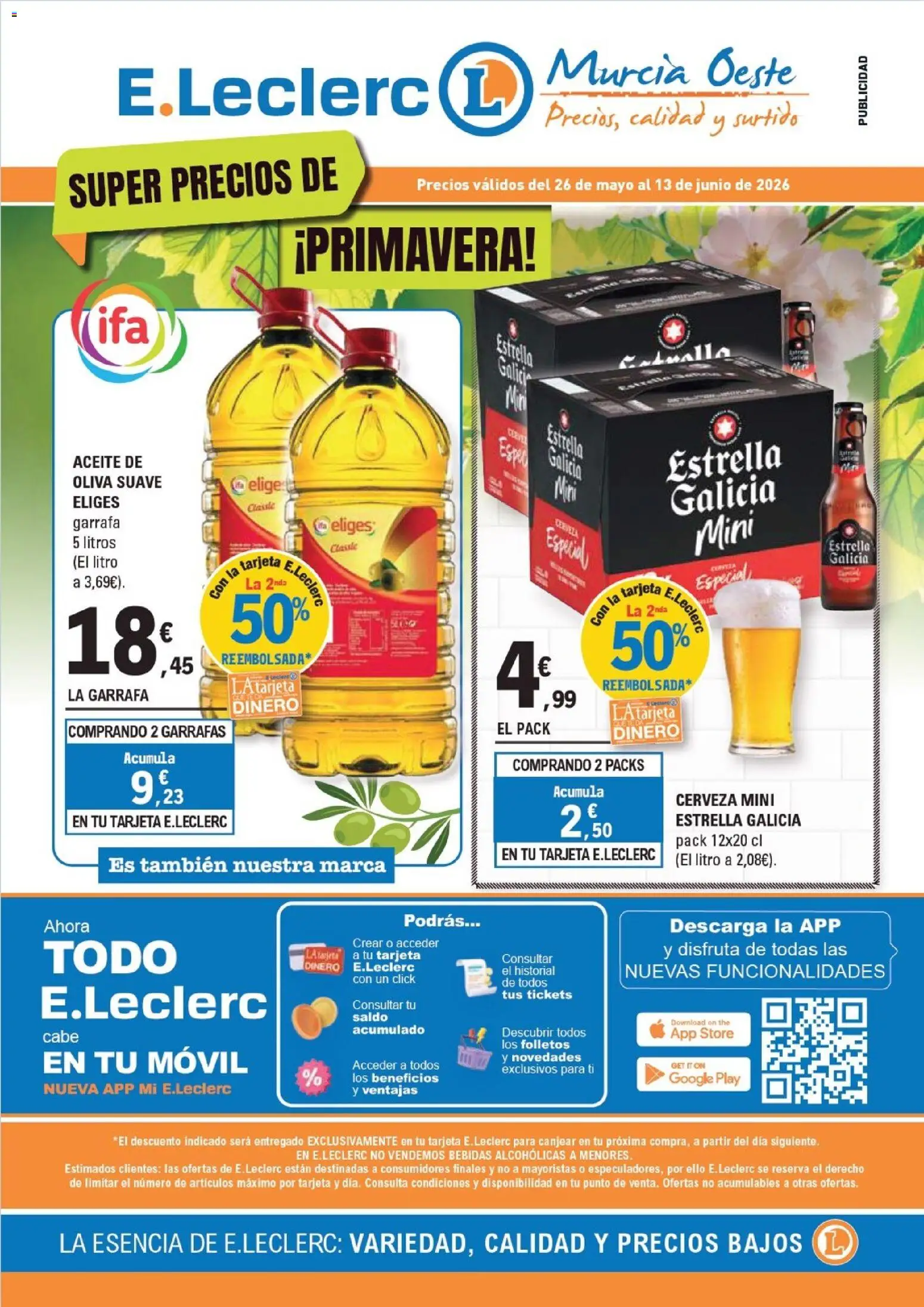 E.Leclerc Murcia Oeste │ válido desde el 26.05.2026 | Página: 1 | Productos: Aceite, Cerveza