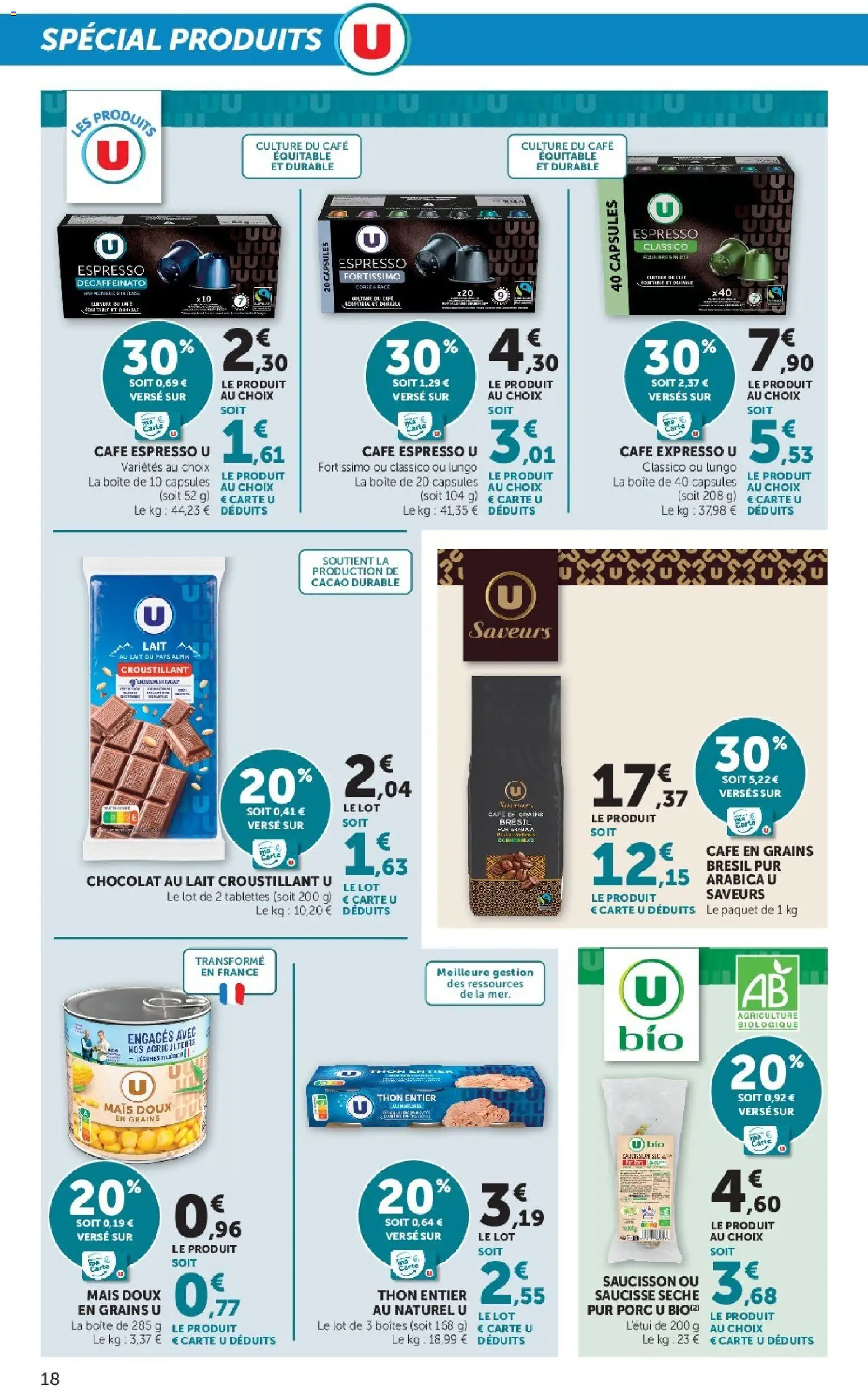 {H1} | Page: 18 | Produits: Thon, Lait, Café, Chocolat