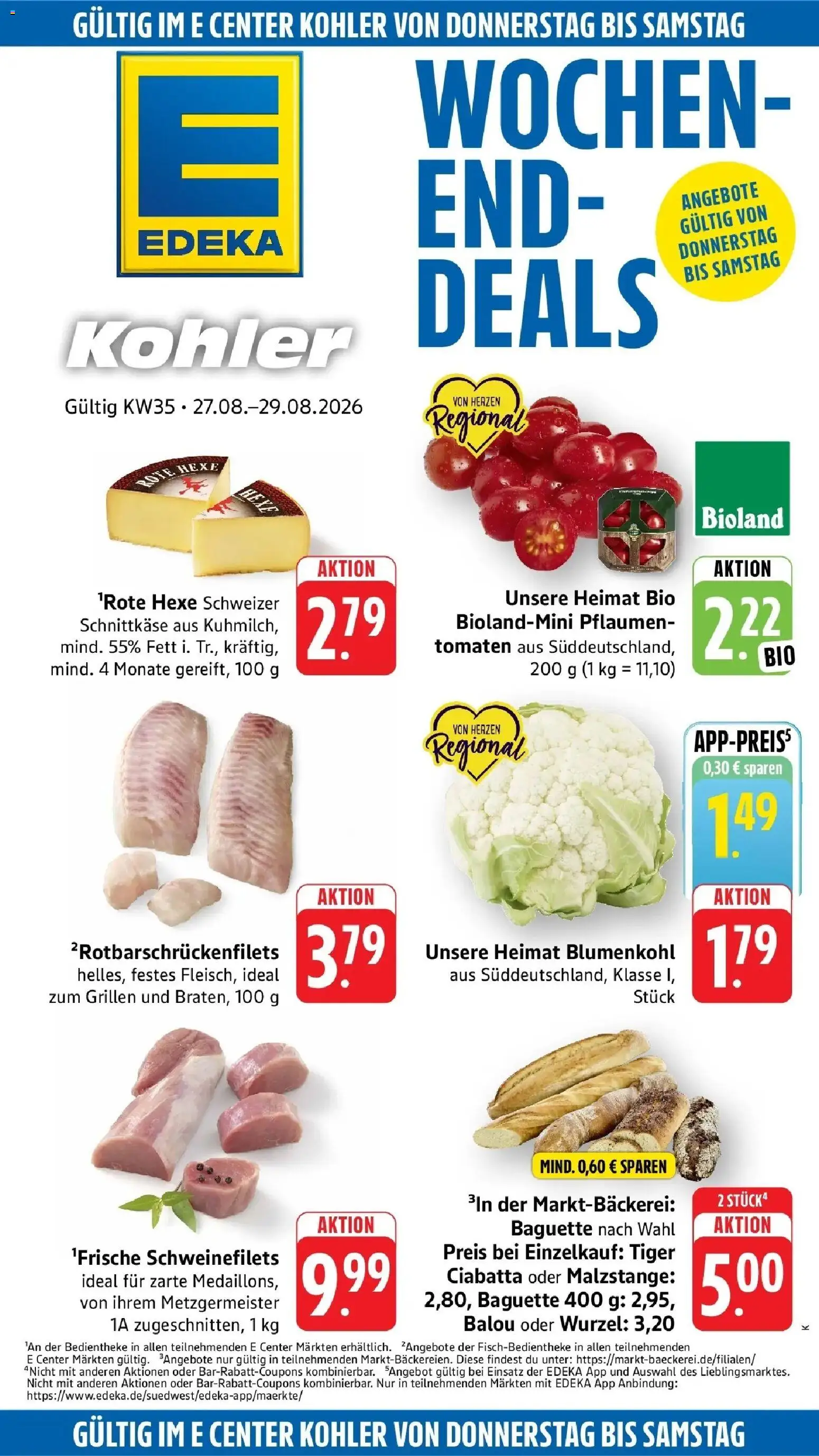 Edeka Prospekt Kehl (ab 24.08.2026) » Angebote Online | Seite: 41 | Produkte: Pflaumen, Baguette, Tomaten, Blumenkohl