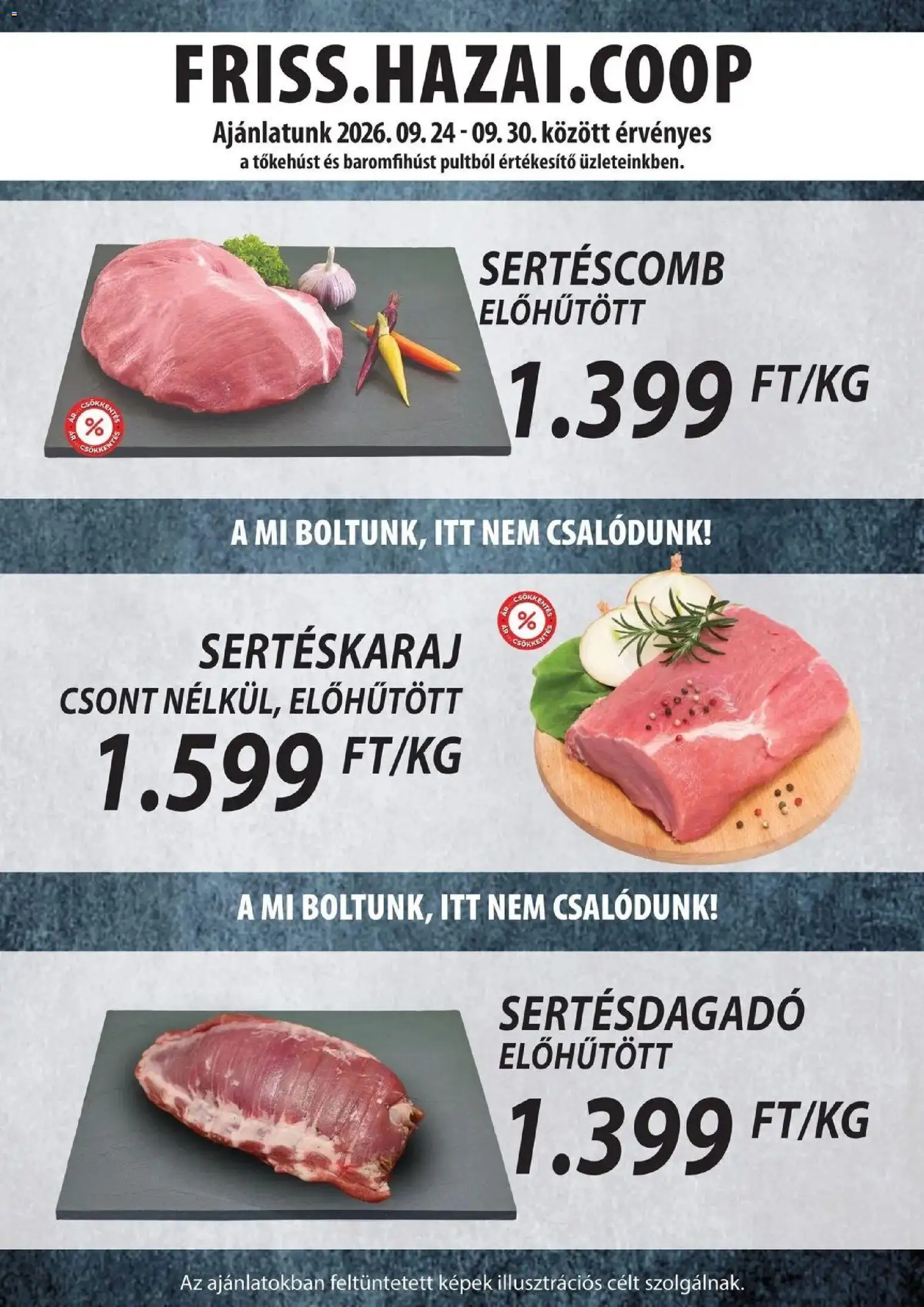 COOP Szolnok akciós újság Békésszentandrás - 2026.09.24. -tól/töl > akció, lapozható szórólap 🛍️ | Oldal: 2 | Termékek: Sertéskaraj, Sertésdagadó, Sertéscomb