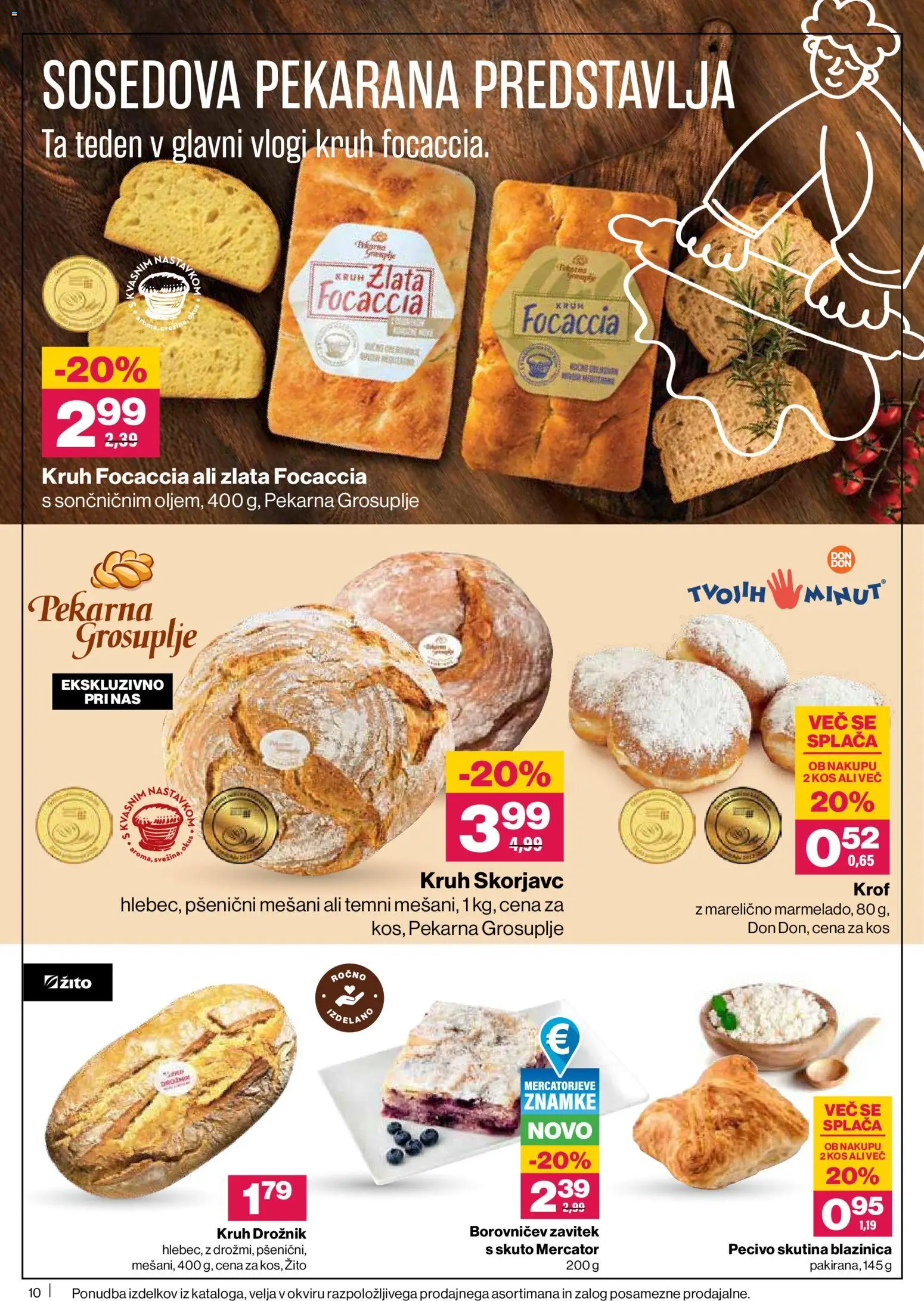 Novi Mercator katalog ponudbe – veljaven od 26.06.2026 | Stran: 10 | Izdelki: Pekarna, Kos, Kruh