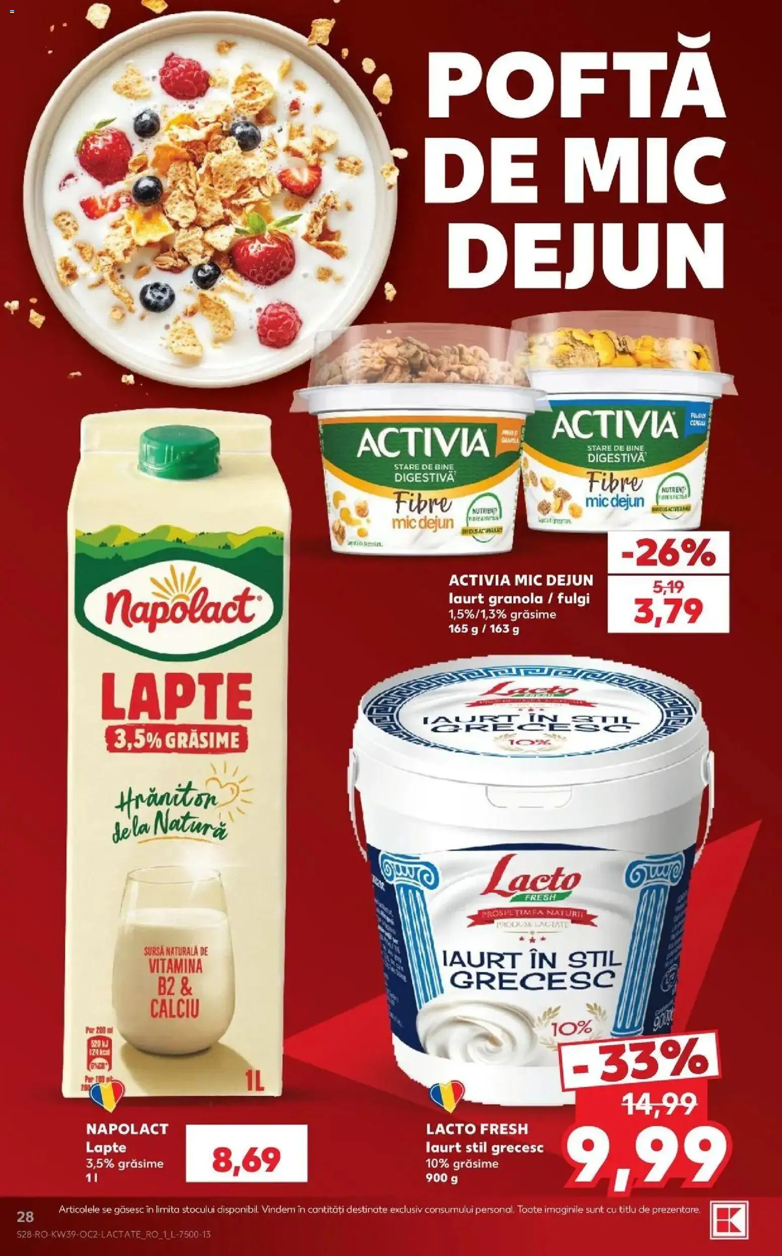 Kaufland Viseu de Sus 23.09.2026 - Revista si Oferta | Pagină: 28 | Produse: Lapte, Iaurt, Produse lactate, Activia