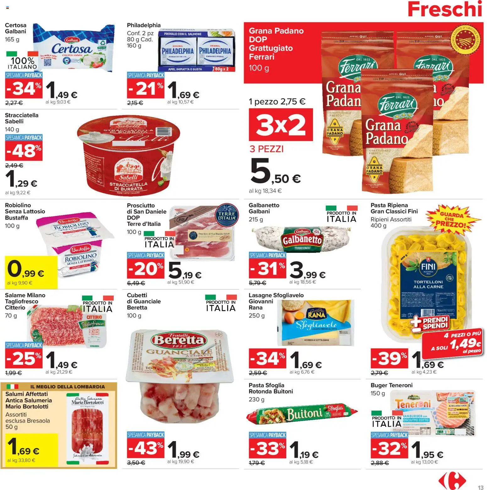 Volantino Carrefour del 29/09/2026 | Pagina: 13 | Prodotti: Salame, Salmone, Senza lattosio, Samsung