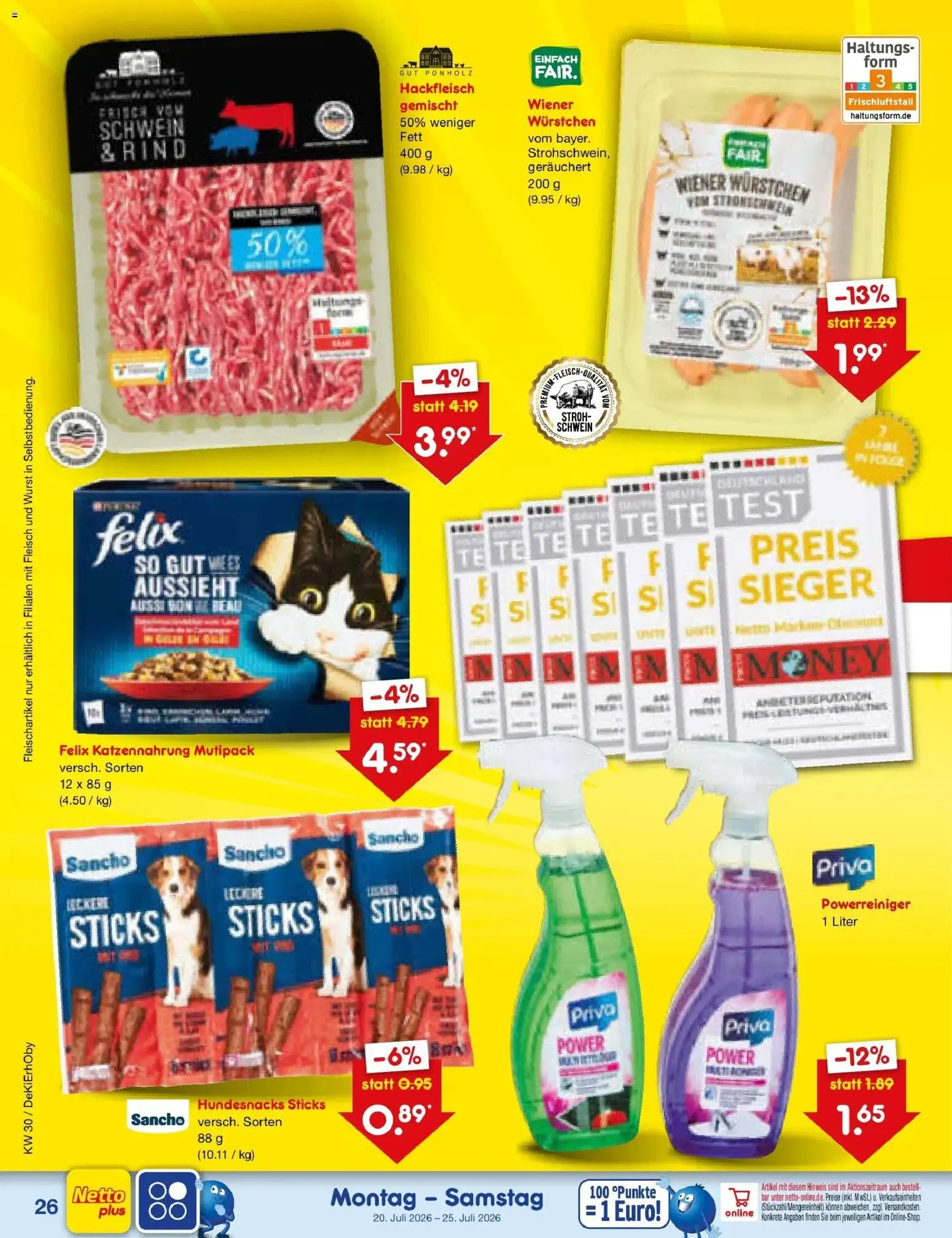 Netto Marken-Discount Prospekt Waiblingen-Bittenfeld – gültig ab 20.07.2026 | Seite: 42 | Produkte: Wiener wurstchen, Wurst, Fleisch, Hackfleisch