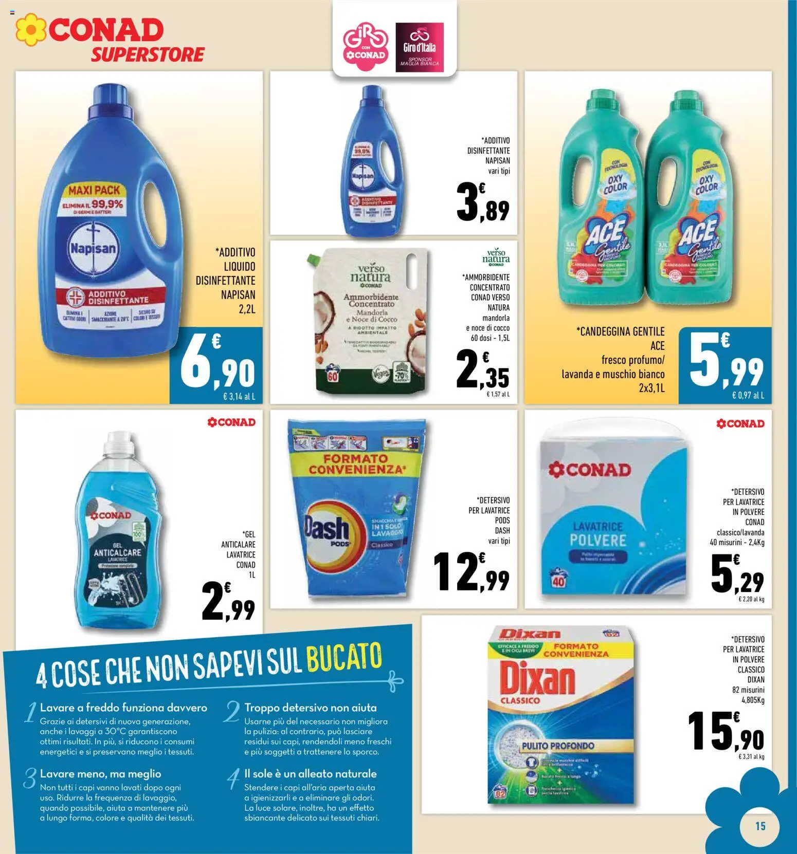 Volantino Conad del 06.05.2026 | Pagina: 15 | Prodotti: Ammorbidente, Lavatrice, Cocco, Lavanda