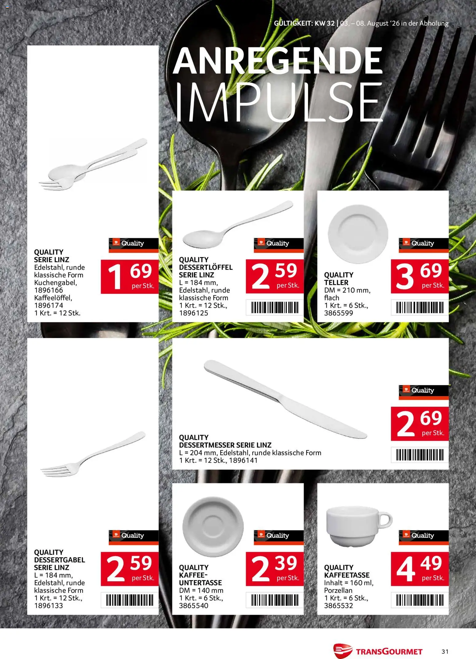 Transgourmet Flugblatt gültig ab 03.08.2026 | Seite: 31 | Produkte: Kaffee
