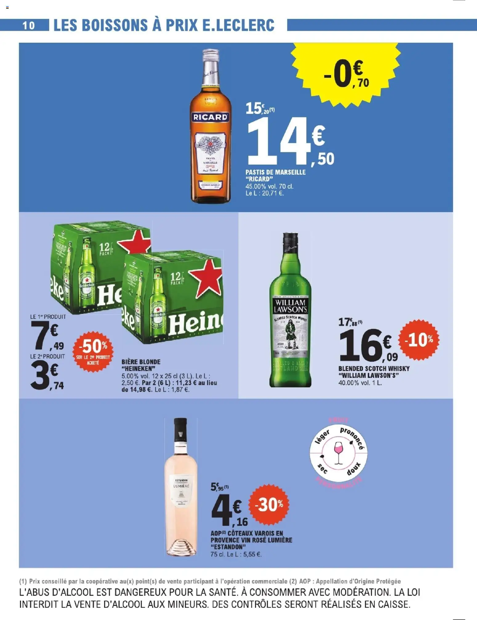 {H1} | Page: 10 | Produits: Whisky, Pastis, Bière blonde, Heineken