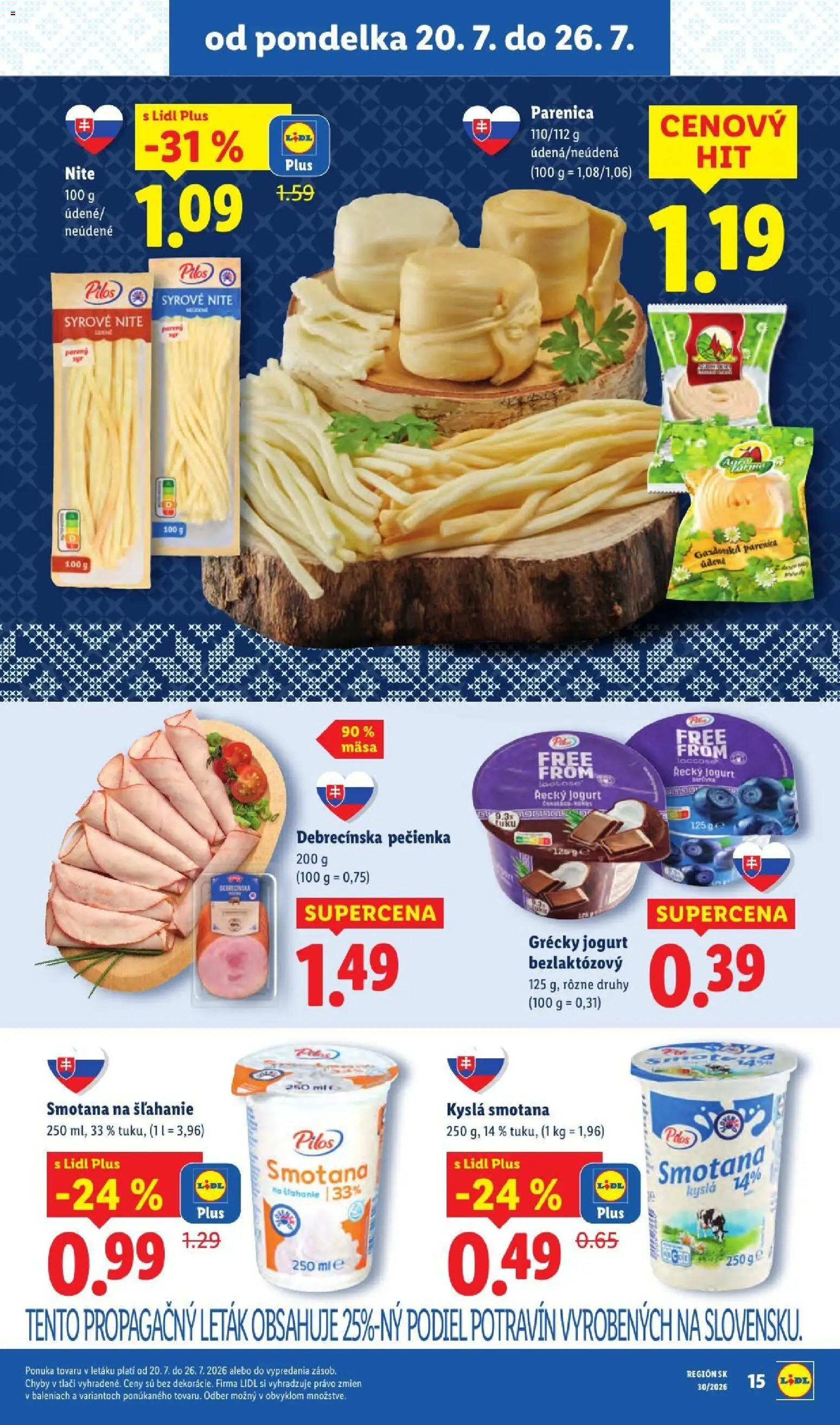 Nové Lidl akcie – leták je platný od 20.07.2026 | Strana: 27 | Produkty: Jogurt, Smotana, Grécky jogurt, Smotana na šľahanie