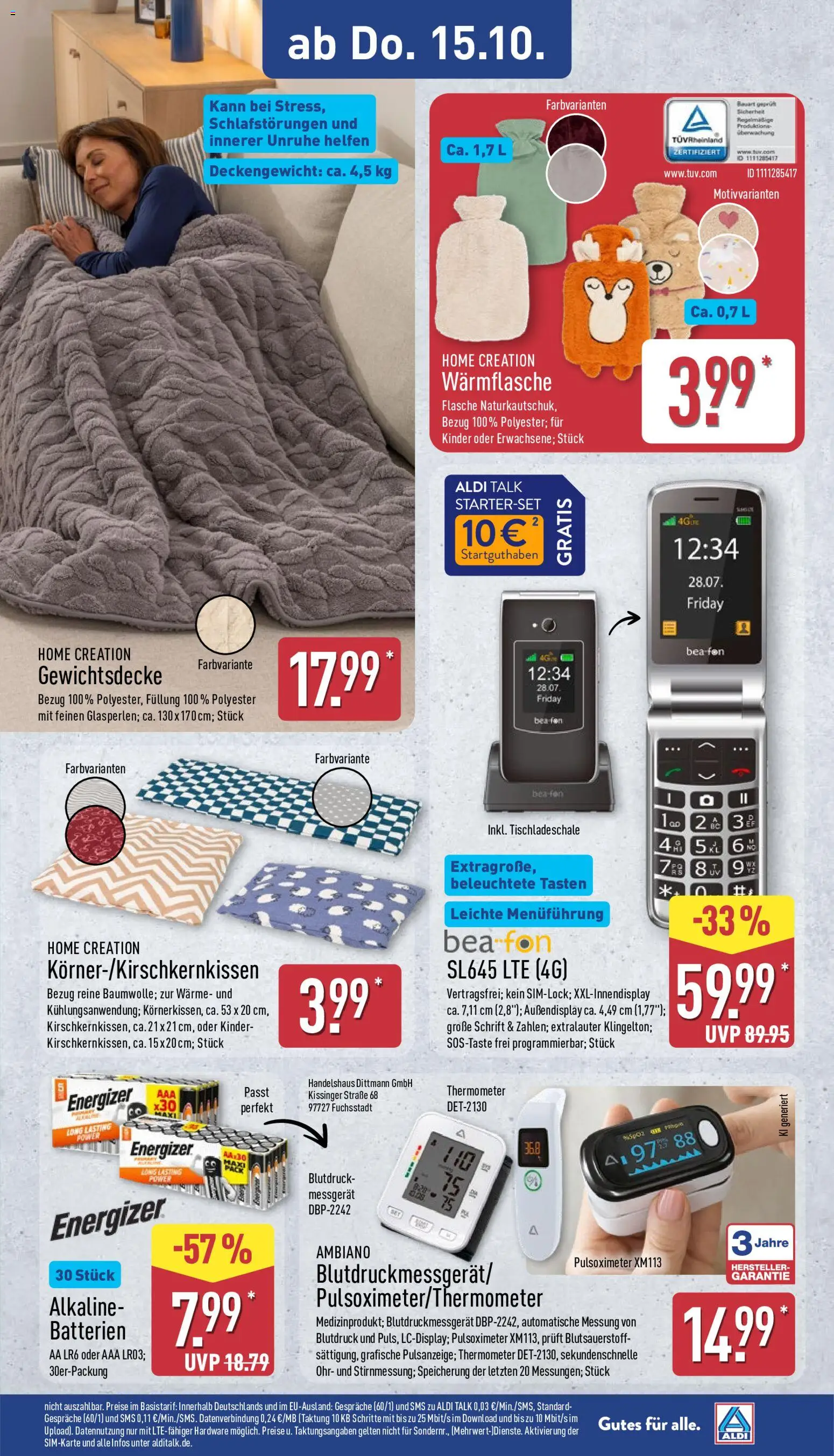 Aldi Prospekt – gültig ab 12.10.2026 | Seite: 12 | Produkte: Thermometer, Batterien, Home creation