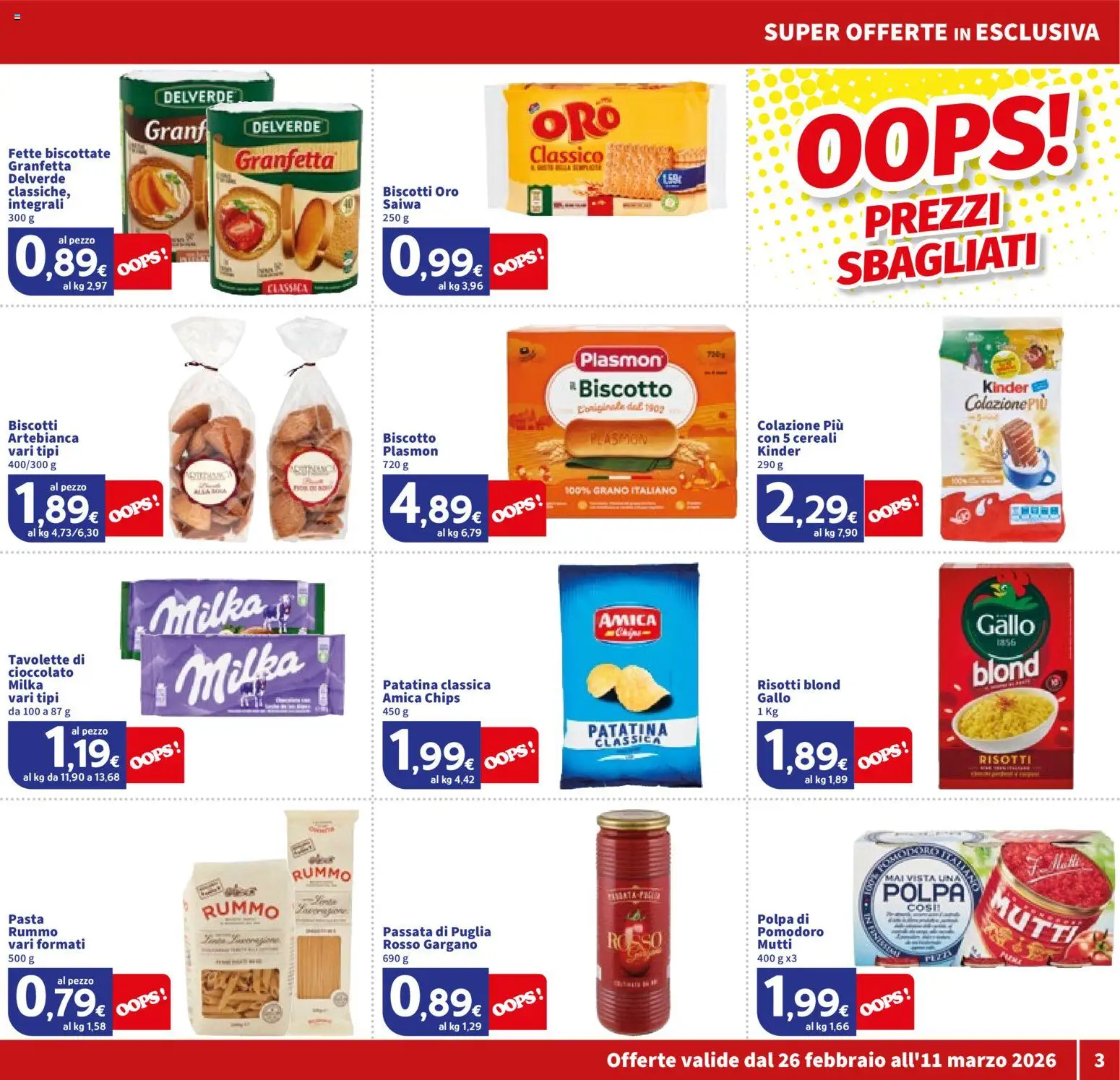 Volantino SIGMA del 26.02.2026 | Pagina: 3 | Prodotti: Cioccolato, Biscotti, Pasta, Mutti